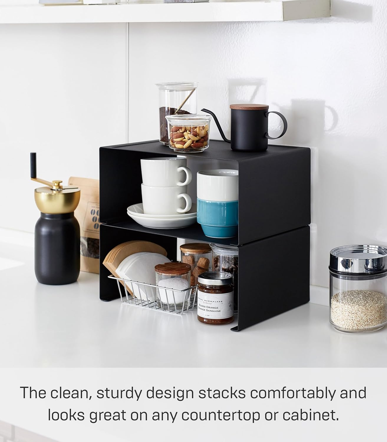 Yamazaki Home Tower Stackable Kitchen Rack &ndash; Storage Organizer Counter Shelf Large image number 2