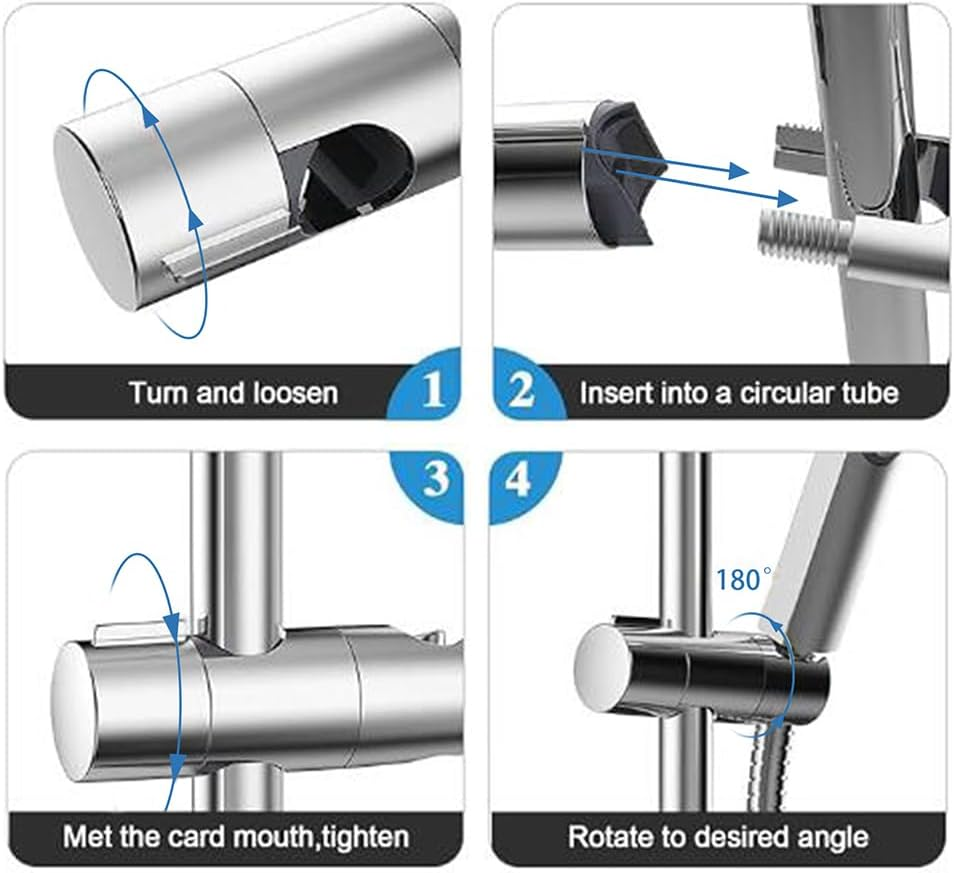 Decaura Shower Head Holder for 25Mm Slide Bar, Plastic Swivel Shower Head Holder Replacement (Chrome) - Chrome image number 3