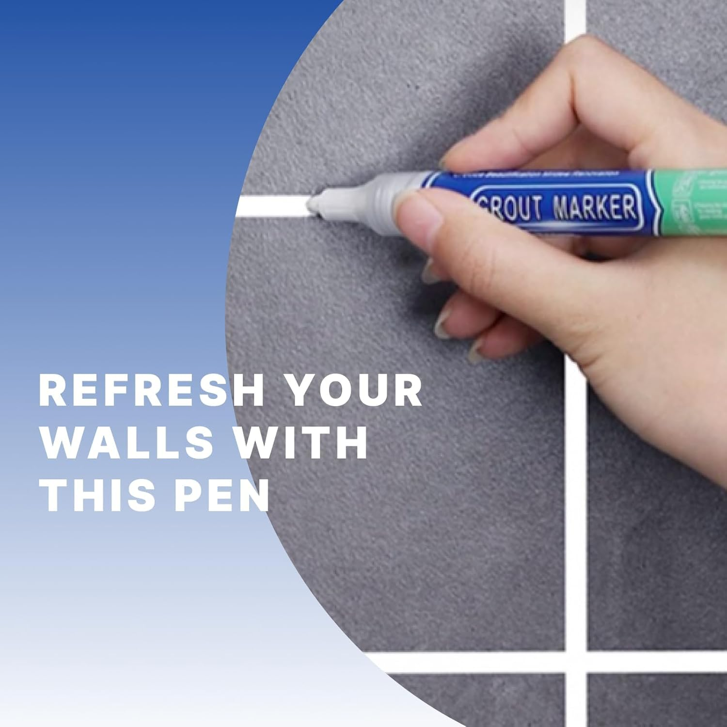 Grout Pen 3 PCS, Light Grey Tile Grout Renewal & Restoration Kit for Bathrooms, Kitchens & Showers, Anti-Mould Waterproof Sealant, Covers up to 60 Meters of Grout Lines, Easy DIY Grout Refresher