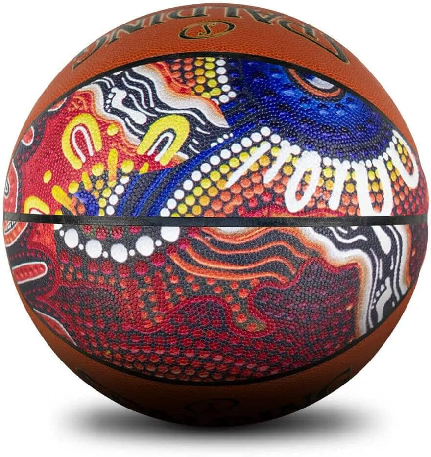 Spalding NBL Game Ball Series Indigenous All Surface Basketball, Brown, Size 7