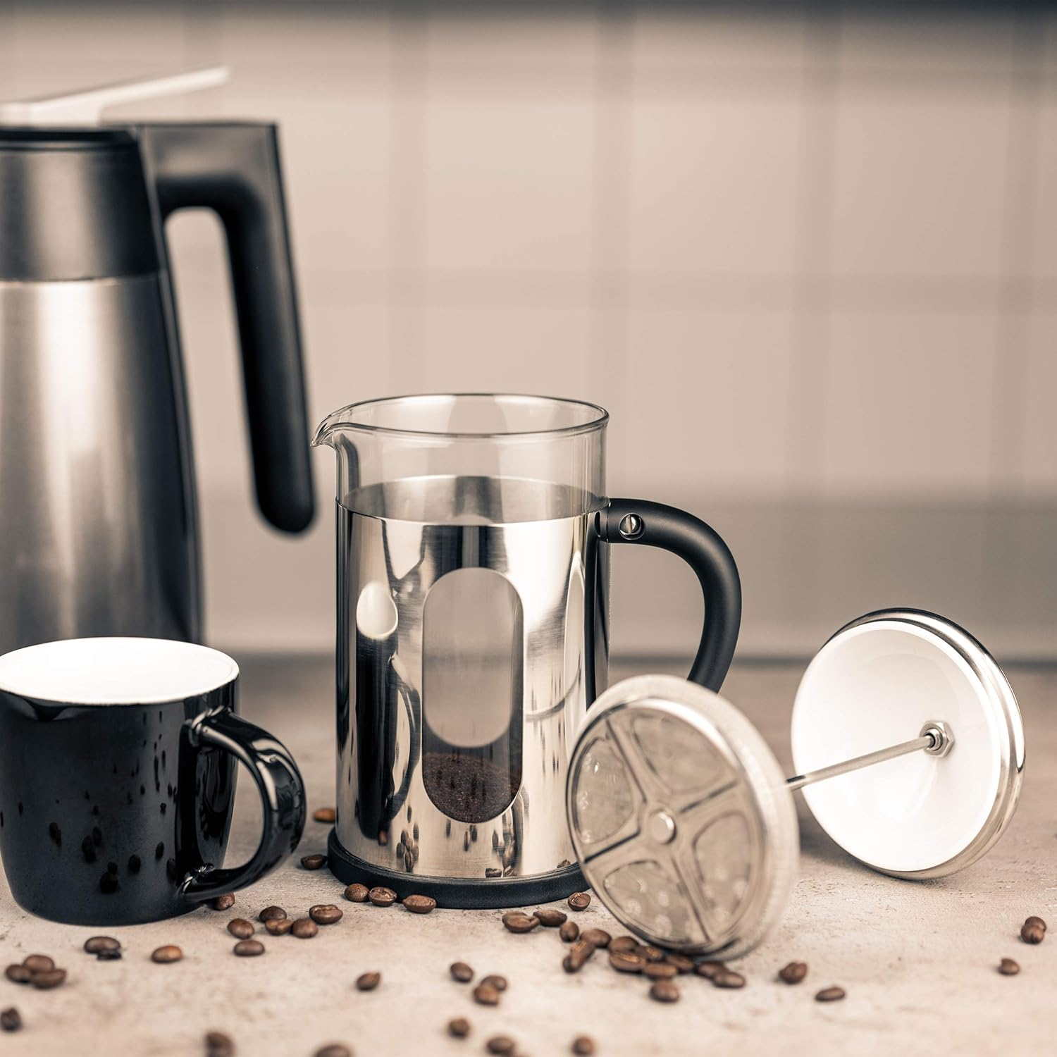 Caf&eacute; Ol&eacute; Desire Range Stainless Steel 8-Cup 1000Ml Heat Resistant Espresso French Press Coffee Maker