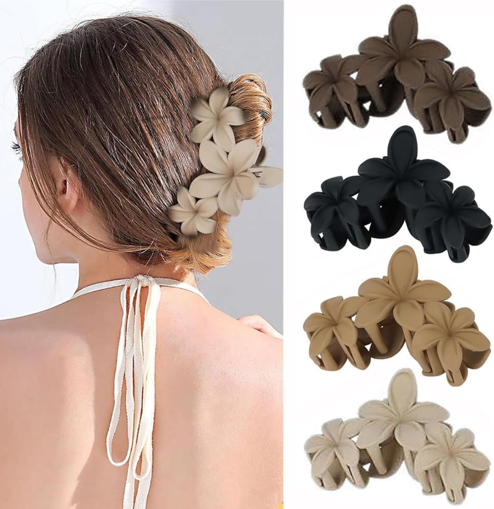ZSPERKLA Pack of 4 Flower Hair Clips Large Hair Clips for Thick Thin Hair, Non-Slip Hair Jaw Clips Hair Styling Accessories for Women Girls image number 1