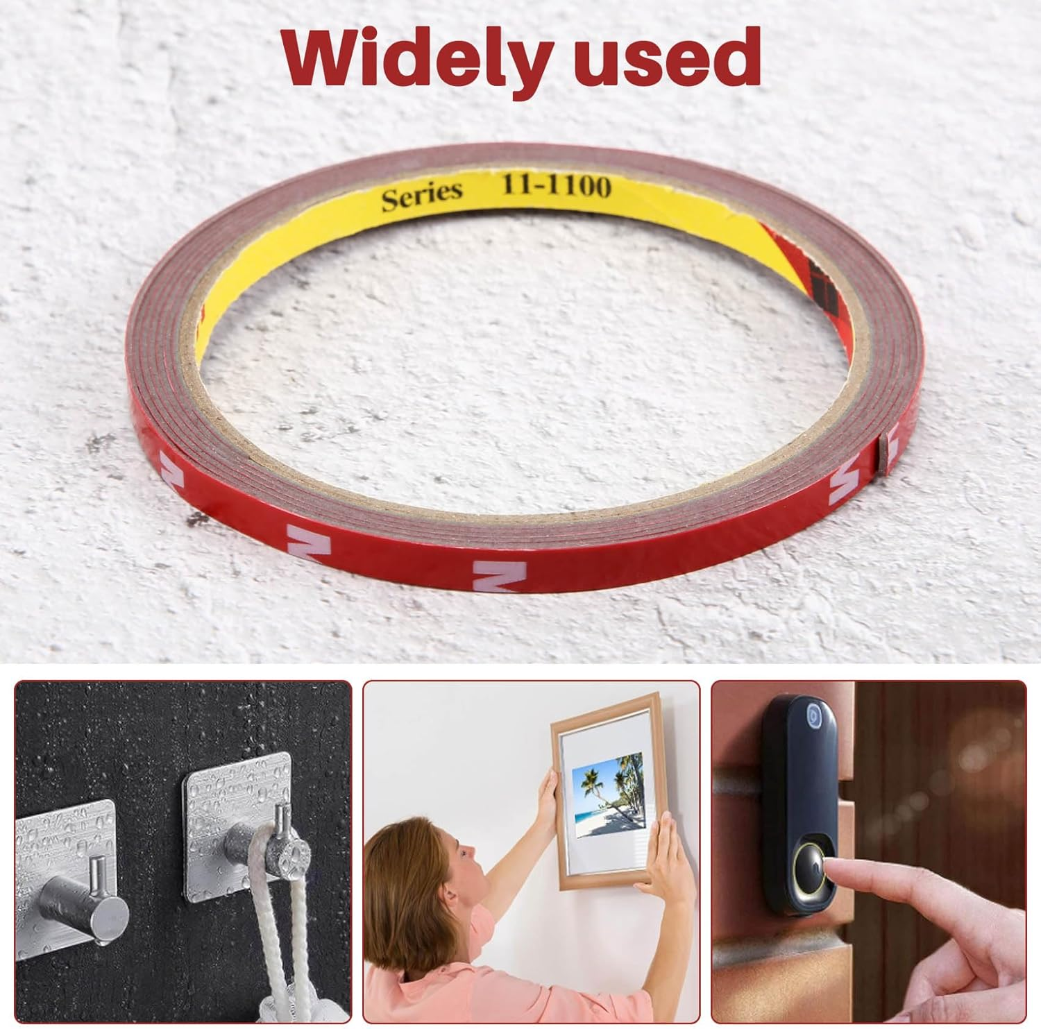 Tuperoymse Strong Permanent Double Sided Super Sticky Foam Tape Roll for Vehicle Car, Red 6MM X 3 Meters image number 6