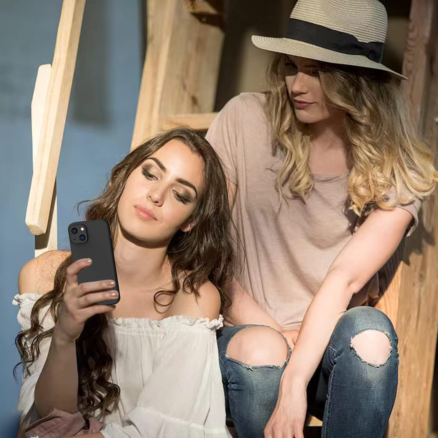 Elestbela Iphone 13 Case, Slim Silicone Case with Microfibre, Scratch-Resistant All-Round Protective Case for Iphone 13 6.1 Inch Matte Black - Braun image number 2