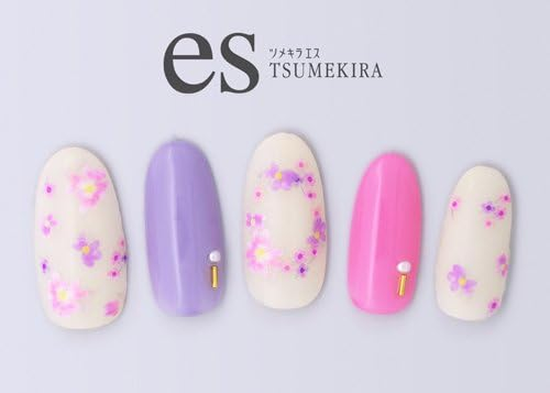 TSUMEKIRA ES-LIF-101 Nail Stickers, ES Little Flowers, Pink, Multicolor image number 1