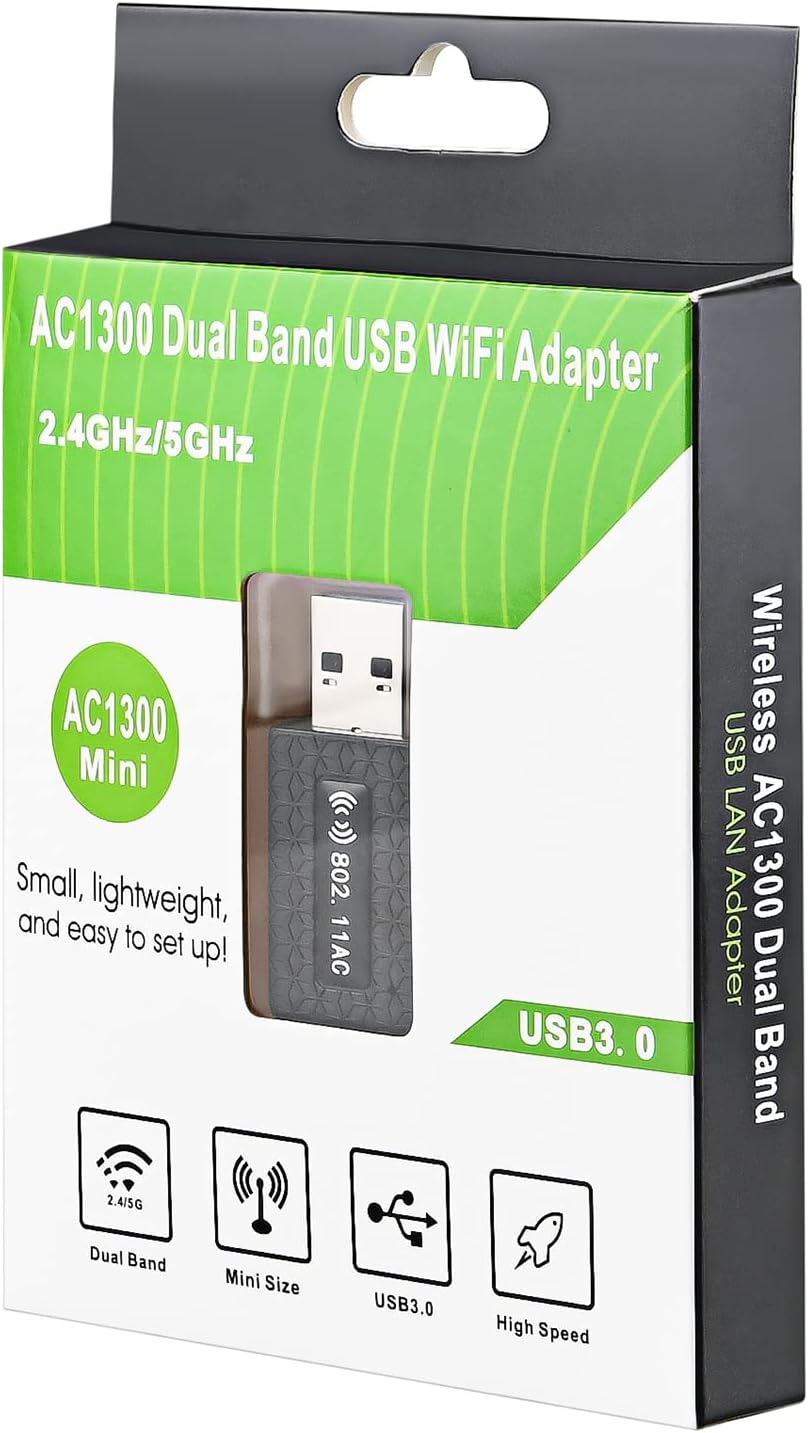 USB 3.0 Wifi Adapter Ac1300Mbps for Pc,Dual Band Network Adapter with 5Ghz/2.4Ghz High Gain Antenna,For Laptop Desktop Windows 11/10/ 8/7 Mac 10.7 to 10.15 (Mini Wifi Adapter) - Mini Wifi Adapter image number 6