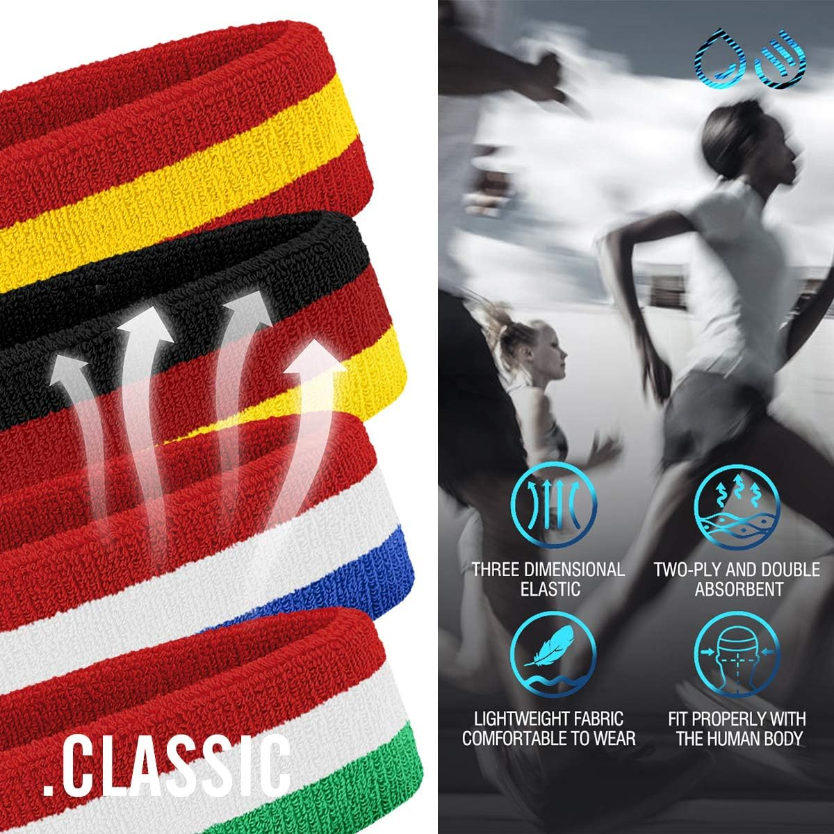 Hoter Thick Solid Color Sweatband Set(1 Headband + 2 Wristbands) - Grey image number 6