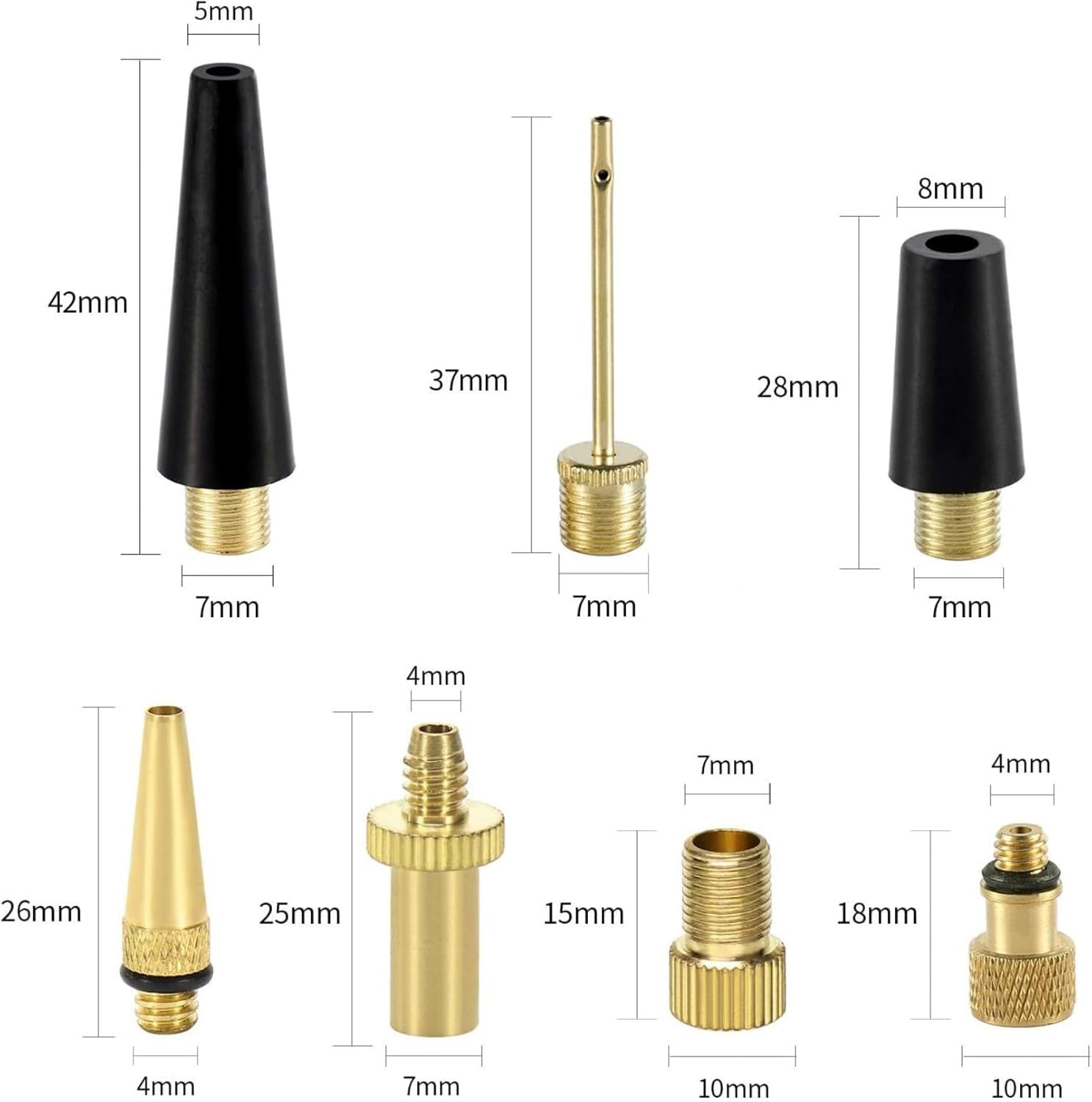 GAIVEK 16 Pcs Brass Bike Pump Adapter, Bicycle Valve Adapter Set, Schrader Valve, Presta Valve, Bicycle Inflator Kit, DV AV SV Bike Valve Adaptor Converter for Tire Inflator Air Pump Compressor image number 1