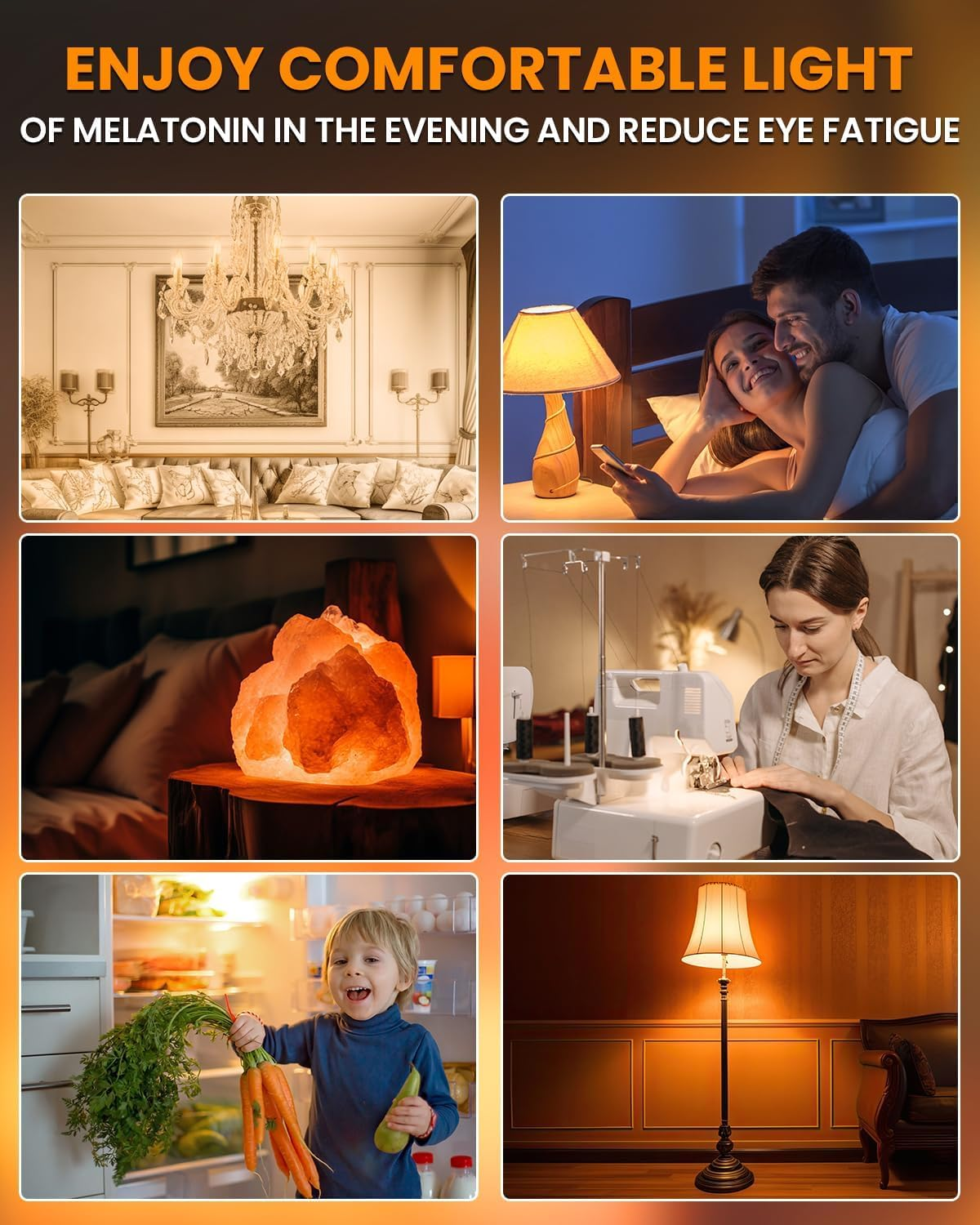 Brightark 0.5W E14 LED Vintage Light Bulb Warm White,C7 Salt Lamp Bulb Candle Small Edison Screw SES Low Watt Light Bulb,2000K Orange Amber Glass Night Light Bulb, Non-Dimmable, 2-Pack image number 3