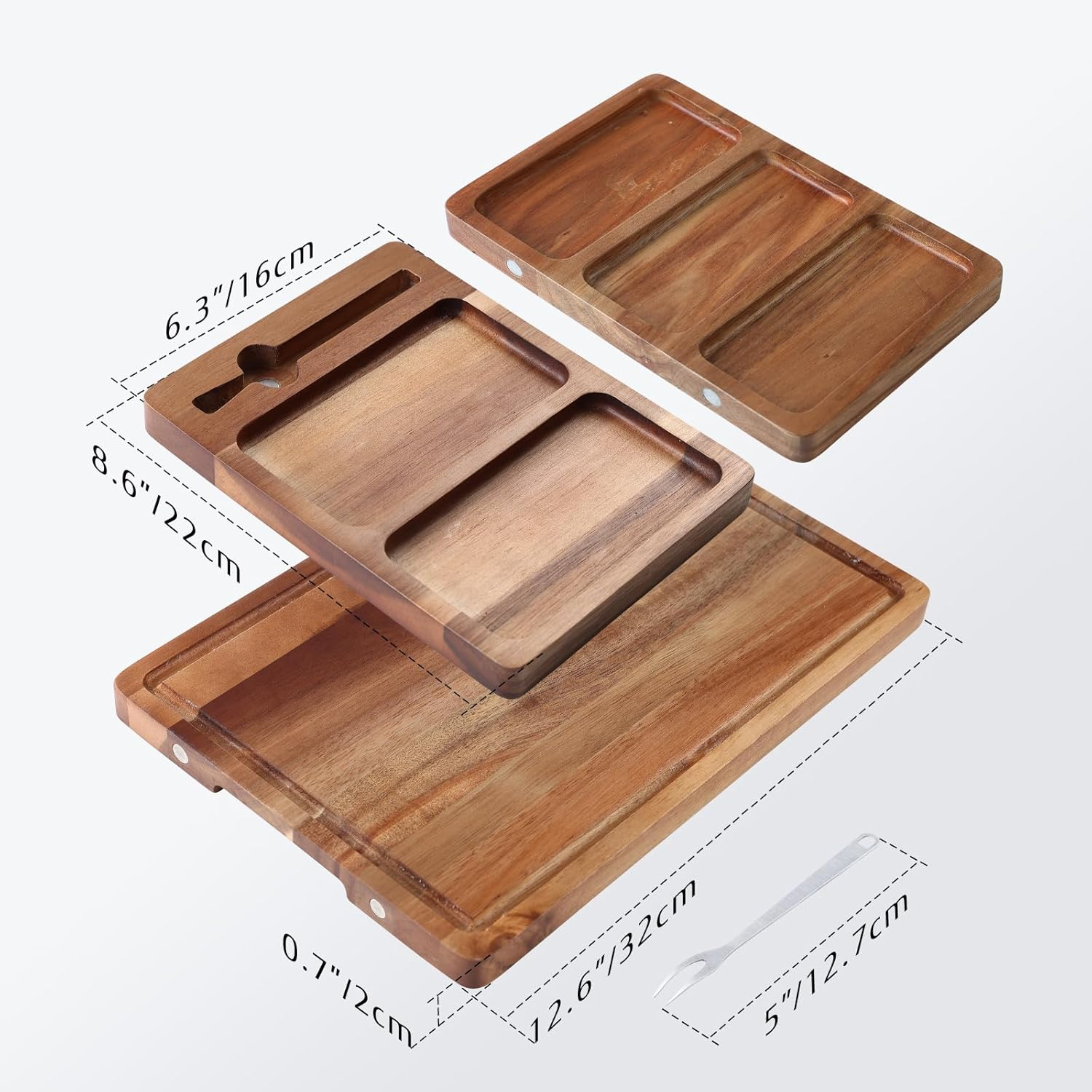 Hecef Extra Large Charcuterie Boards, Outdoor Magnetic Acacia Wood Cheese Boards, 3 in 1 Cutting Board Set for Housewarming, Anniversary, Wedding, Birthdays image number 3