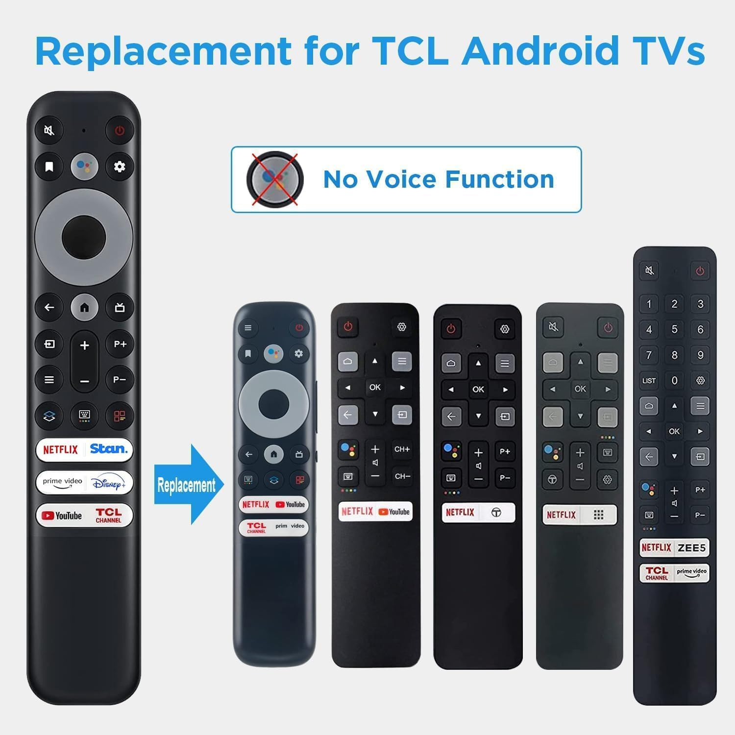 Replacement Remote Control for TCL Google TV RC902V FAR1 FMR1 FMR2 C835 C635 P735 X925 C735 S5400A LED QUHD UHD QLED 4K 8K Smart Tvs RC833 RC813 Remote image number 1