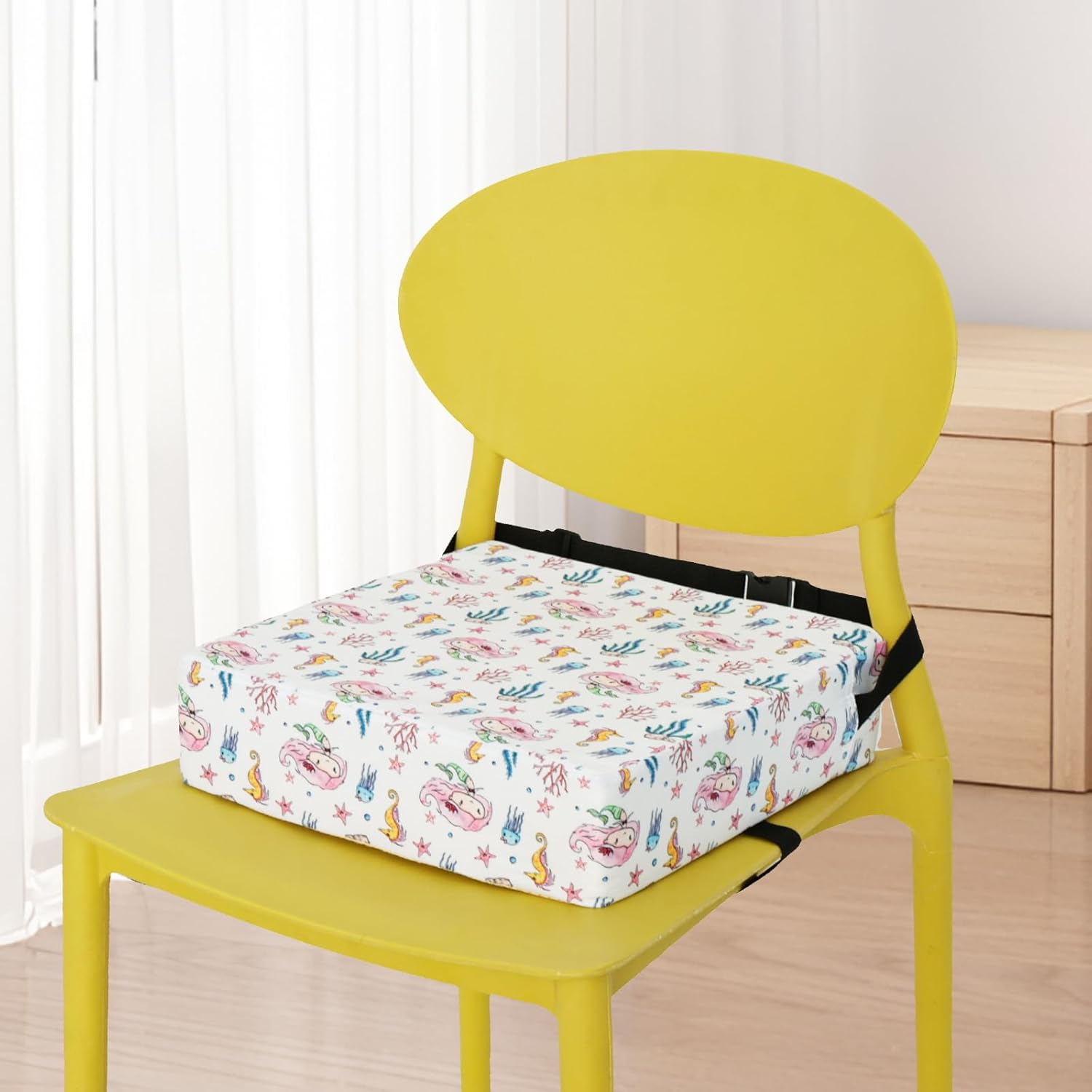 GOKENA Toddler Booster Seat Chair Increasing Cushion Soft Breathable Booster Seat Pad Dismountable Portable Washable Booster Seat Non-Slip Bottom Booster Chair Cushion for Toddlers Eating (Pink)