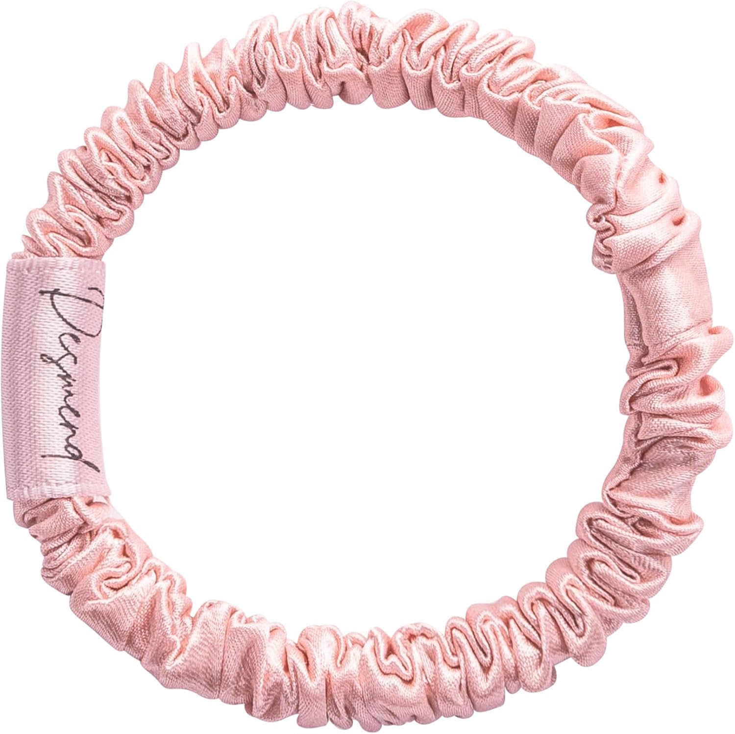 Silk Scrunchies 100% Pure Mulberry Thin Skinny Silk Hair Ties for Women & Girls No Damage Hair Bands Perfect for Ponytails & Sleep Small 5 Pcs Black/Green/Pink/Light Brown/Blue image number 5