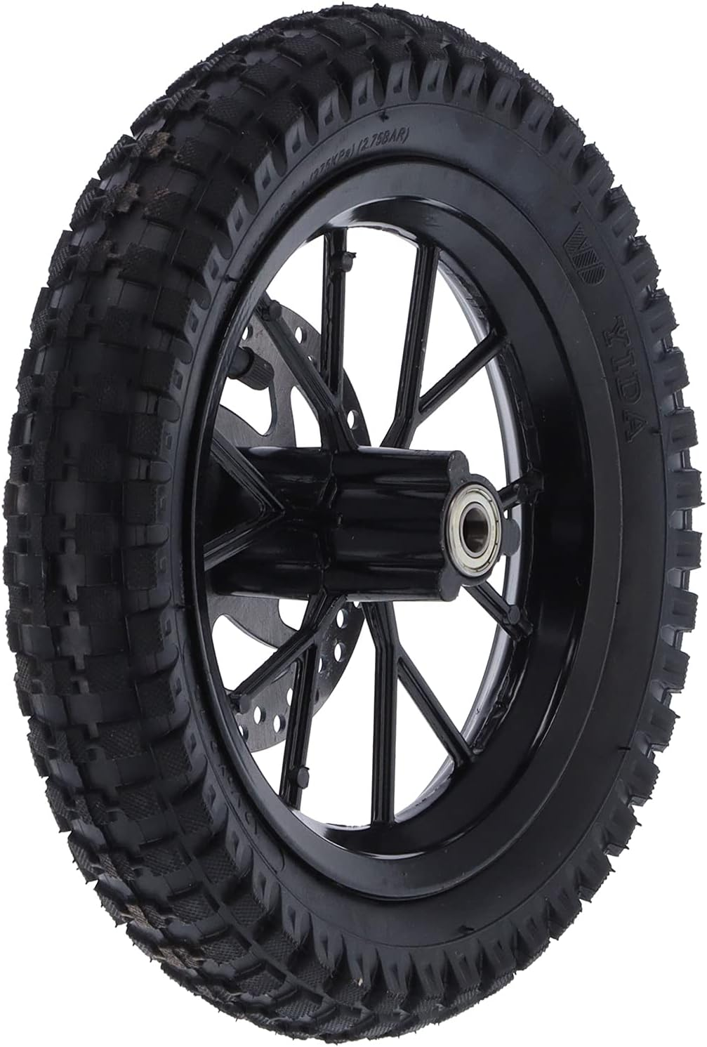 Front Wheel Assembly, Rubber and Metal Tire 12.5X2.75In Disc Brake Sprocket Bolts Fit for 47Cc 2 Stroke Mini Dirt Bike(Black) image number 4