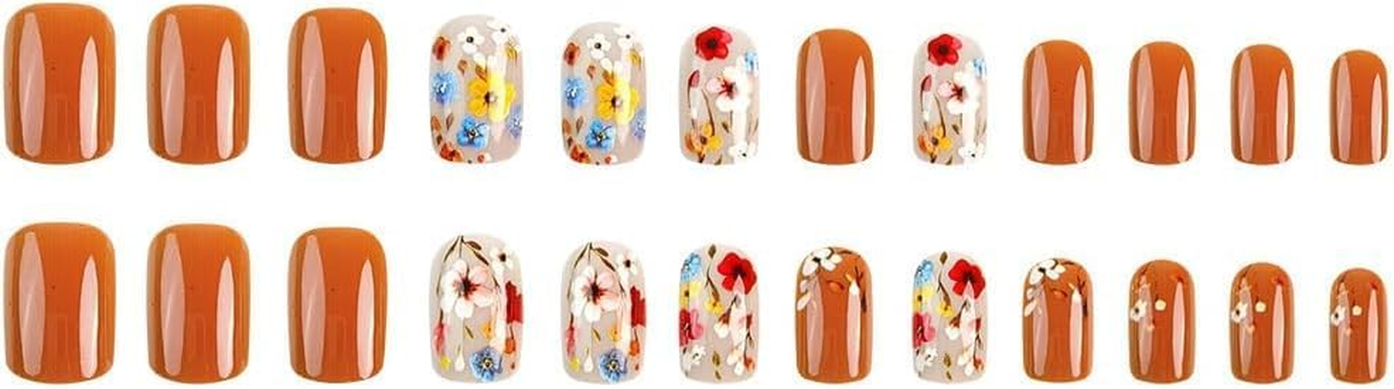ＴＩＺＹＦＦ Press on Nails, Sweet and Cool Floral Fake Nails, Artificial Nails for Women and Girls -24 Pc image number 5