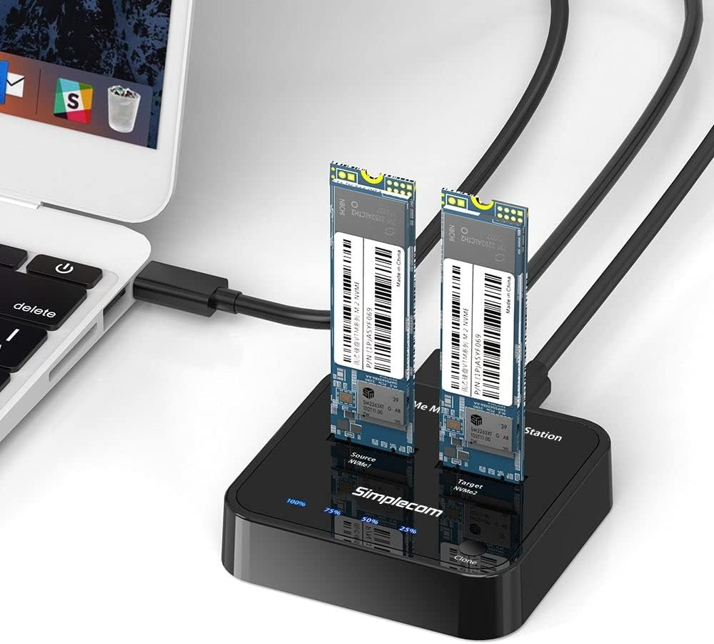 Simplecom SD550 USB 3.2 Gen2 to Dual Bay Nvme M.2 SSD Docking Station Duplicator Offline Clone image number 2