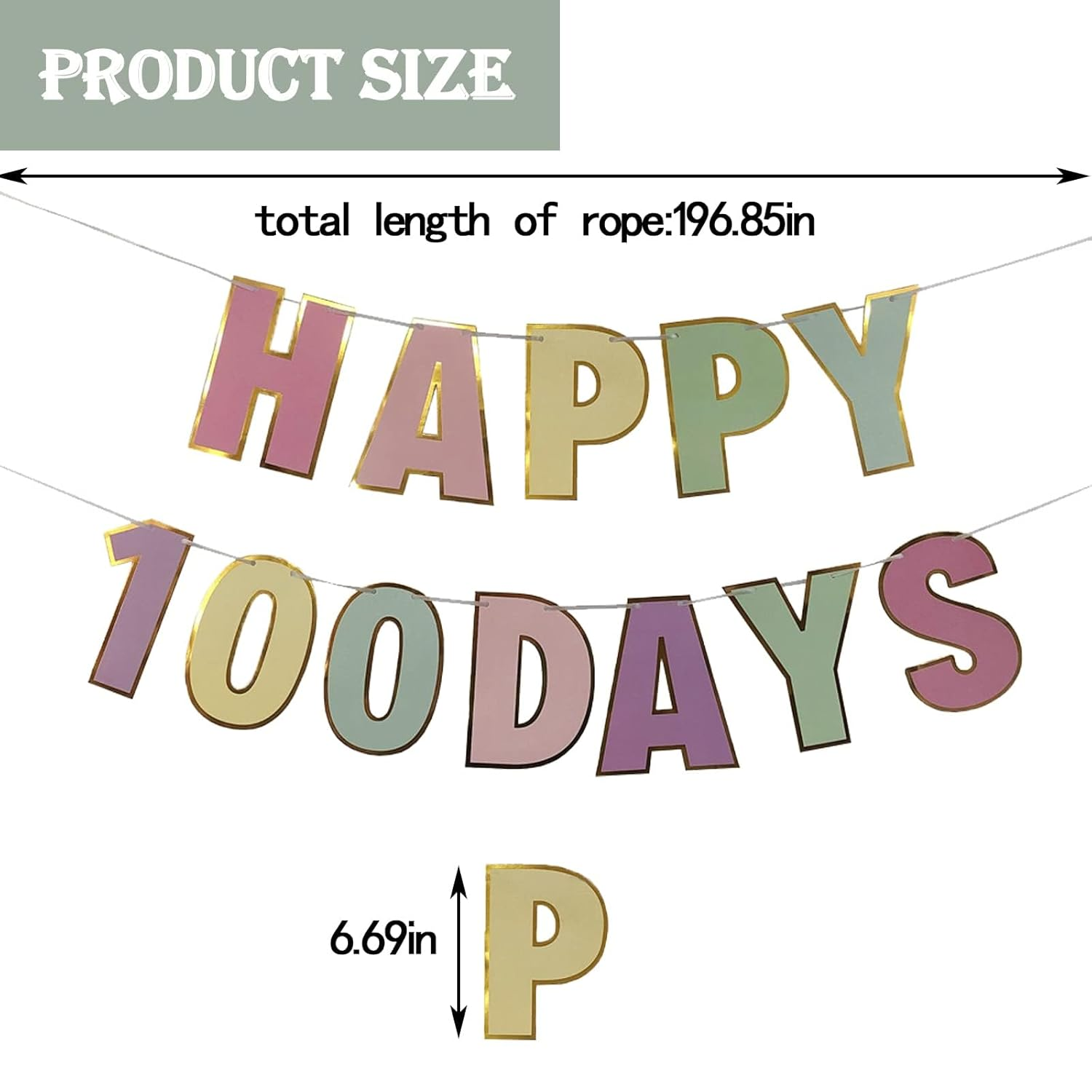 Happy 100 Days Banner Celebration 100 Day of School Banner Happy 100 Birthday Days Decor Wedding Celebration Party 100 Days Theme Party Decoration Colorful Letters Banner for Baby (Macaron 100 Day) - Macaron 100 Day image number 2