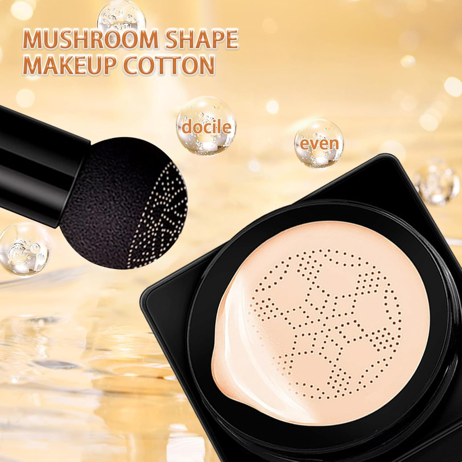 WALULAN Mushroom Head Air Cushion BB Cream Liquid Foundation, Long Lasting, Fresh Fixing, Foundation Powder Sunscreen,Loose Face Powder for Medium Skin Tones