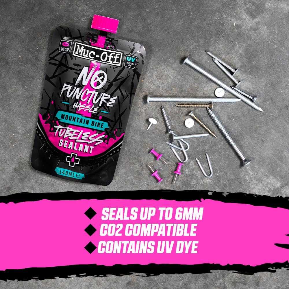 Muc off No Puncture MTB Hassle Tubeless Sealant, 80 Ml - Tubeless Tyre Sealant for Bicycle Puncture Repair - Durable Bike Tyre Sealant for Mountain Bikes image number 3