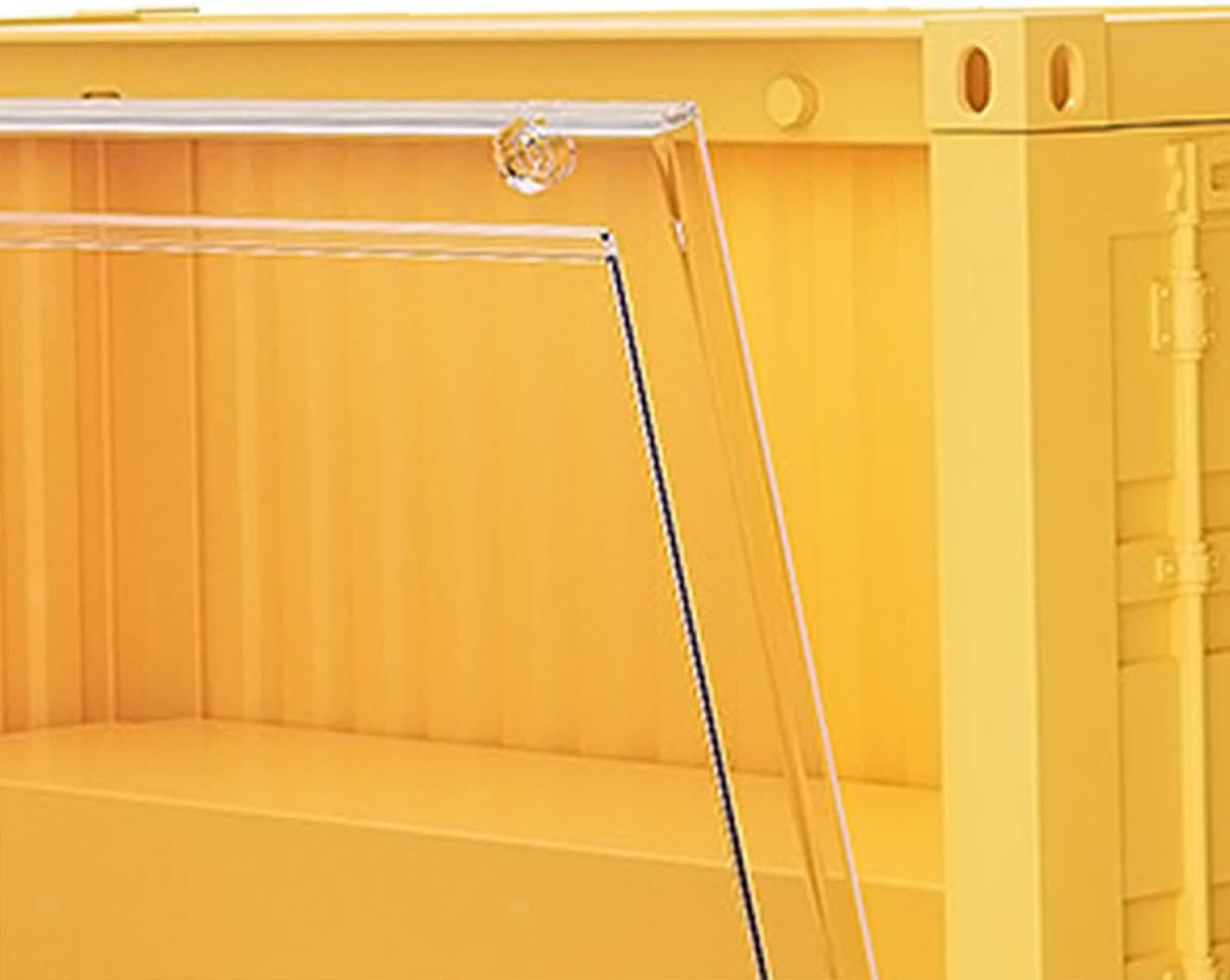 AIMALL 13.78X6.69X7.48 Inch Yellow Transparent Display Box for Collectibles Dustproof Cabinet Organizer