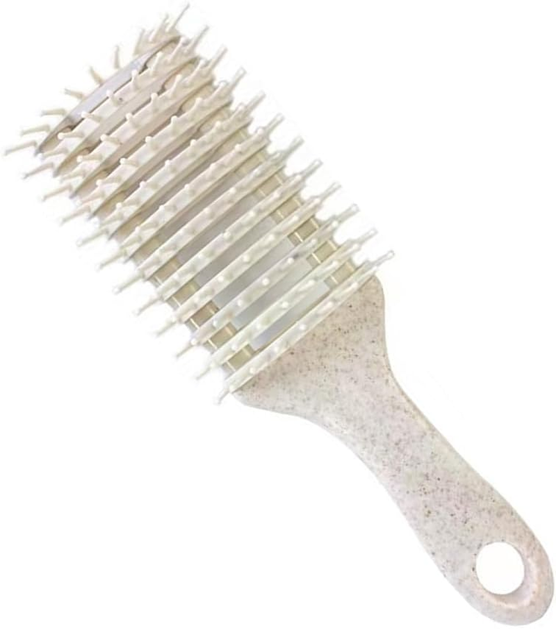 Dakcik Wheat Straw Hair Brush - Good for Wet & Dry Hair, Detangling, Curling, and Fast Drying, Eco-Friendly - Ideal Curl Defining Brush for Girls, Ladies, and Women (White)