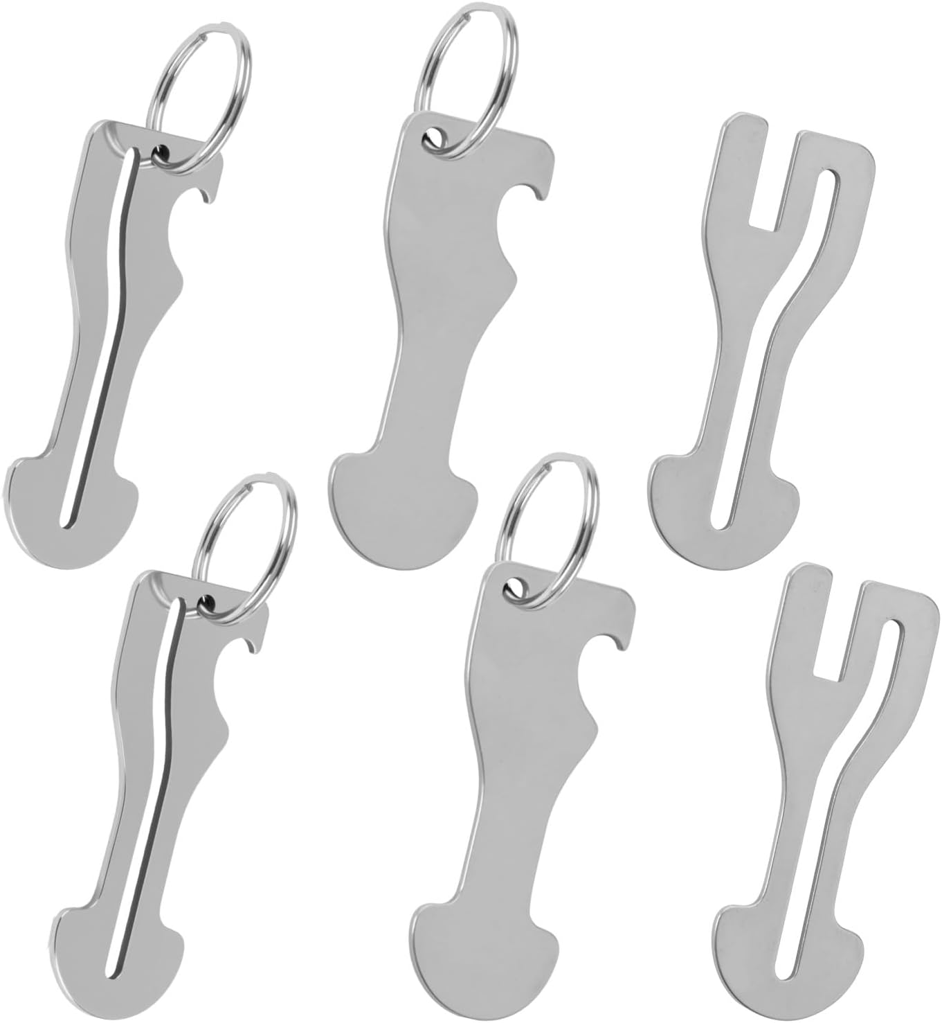 6 Pcs Shopping Trolley Key, Adaptable Versatile Keychain as Bottle Opener, Universal Fit Supermarkets Shopping Cart with Modern Metal Anti-Lost Design and 3 Shapes (Titanium Steel & Silver) image number 5