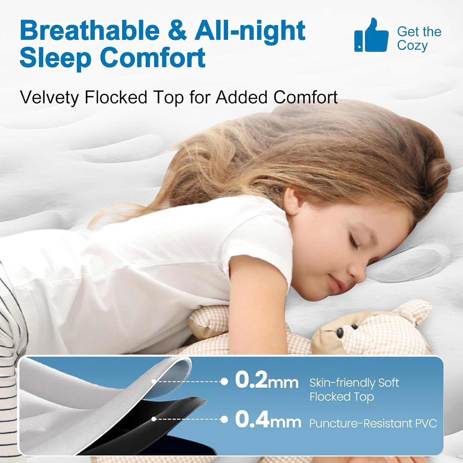 Queen Size Air Mattress,Built-In Air Pump,Automatic Inflating/Deflating PVC Waterproof Material,Skin-Friendly Flocking Surface, 203&times;152&times;47CM,300KG MAX, Suitable for Family Camping image number 5