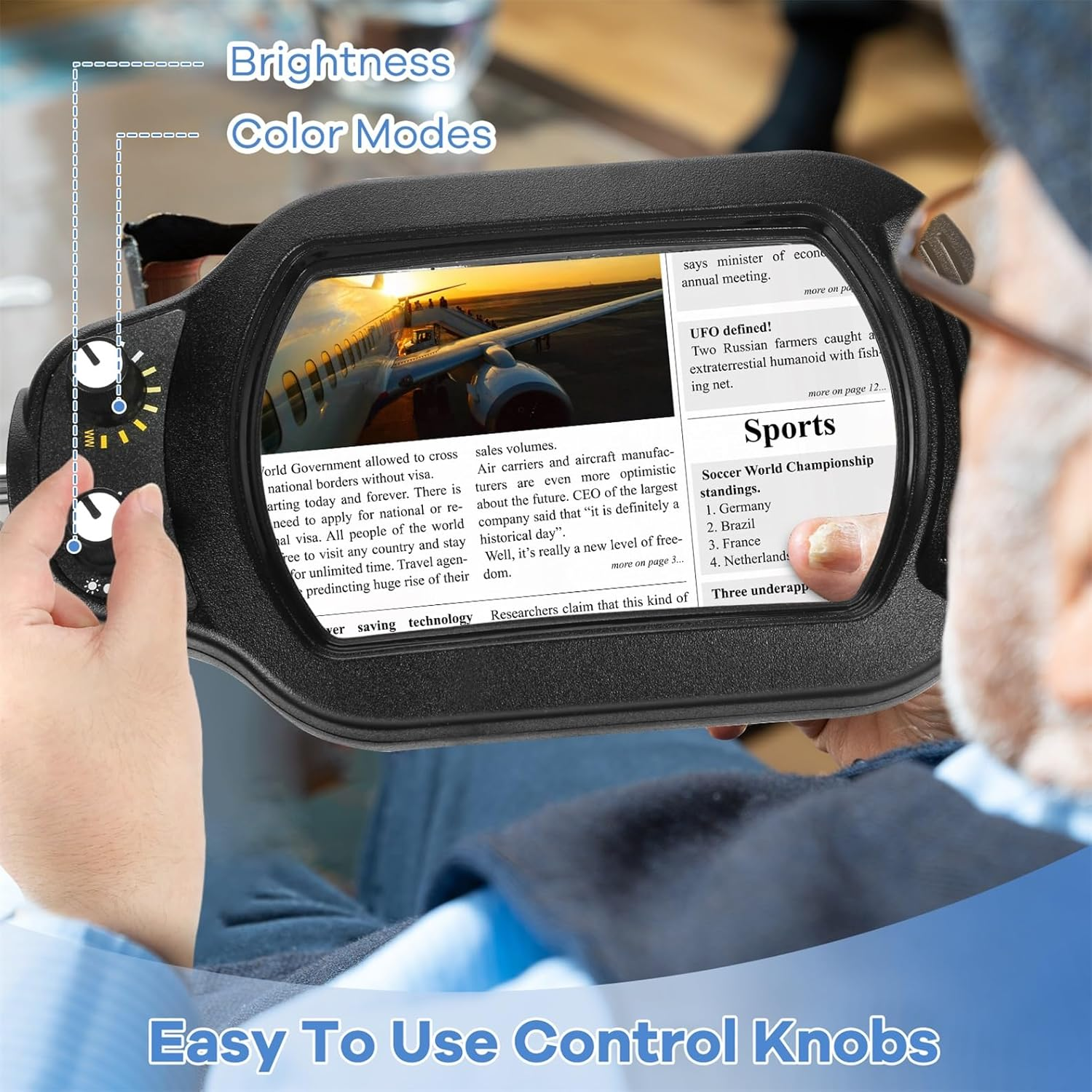 10X Rectangle Magnifying Glass with Light and Stand, Real Glass Lighted Magnifier Hands Free, Mechanical Knob 5 Color Modes Stepless Dimmable, 2-In-1 LED Desk Lamp with Clamp for Reading Hobby image number 5