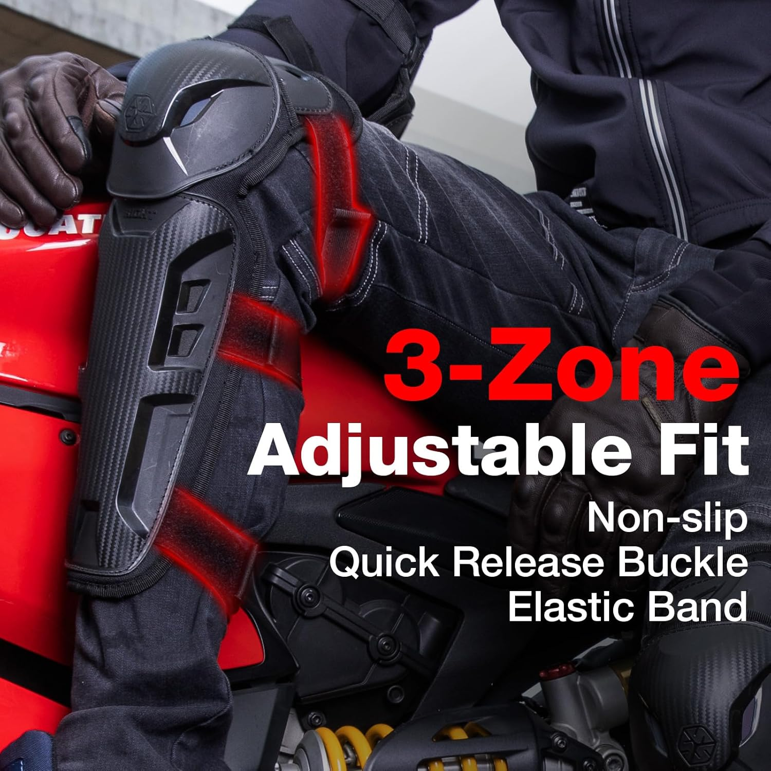 SCOYCO 4Pcs Motorcycle Knee Shin Guards Black Adjustable Long Leg Sleeve Protective Gear Anti-Slip Knee Cap Pads Protector Armor for Motocross Racing Mountain Biking