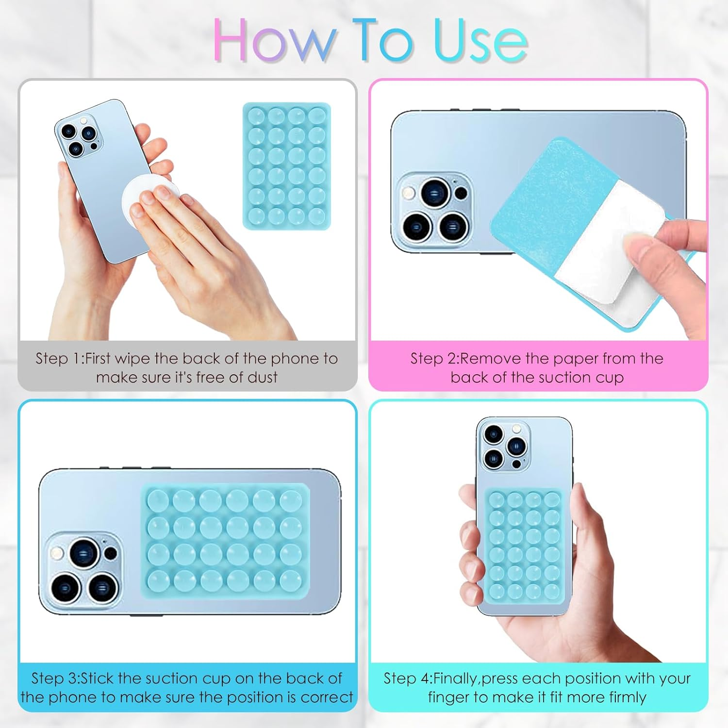 Bonlaer Silicone Suction Case, Anti-Slip Suction Phone Holder, Silicon Phone Stand for Selfies and Videos, Pack of 8 image number 4