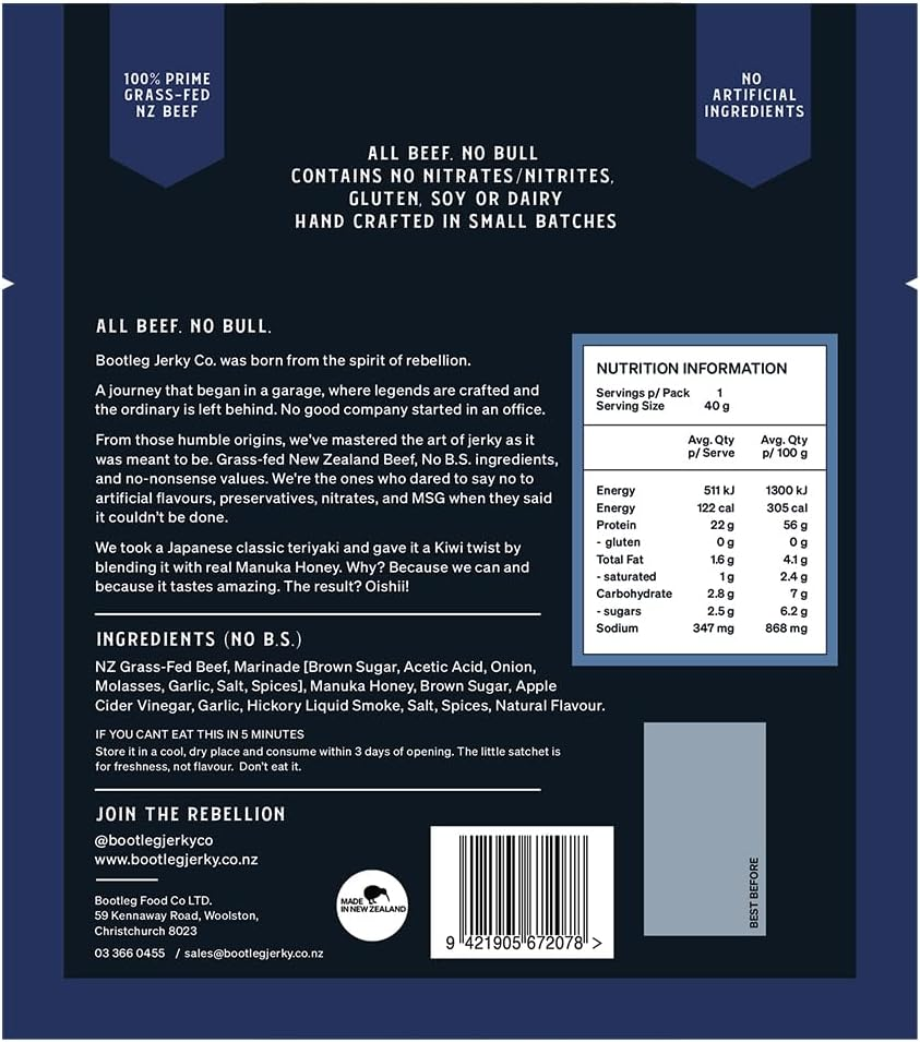 Bootleg Jerky - Manukayaki 40G image number 5