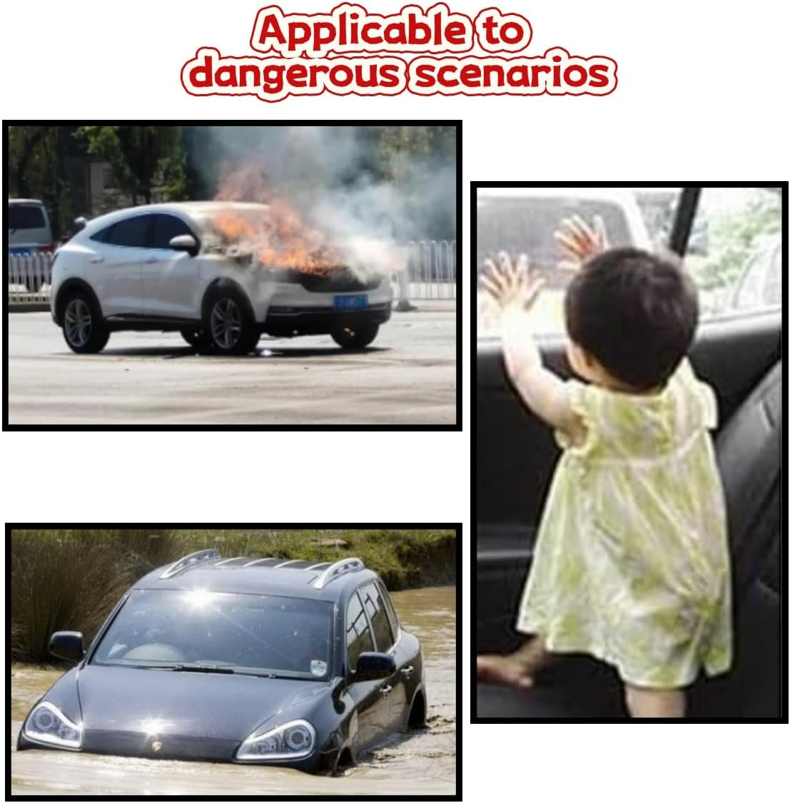 2 Pcs Car Window Breakers, Escape Tool Keychain,2-In-1 Seatbelt Cutter and Window Breaker, Mini Safety Hammer and Seatbelt Cutter for Land and Underwater image number 3