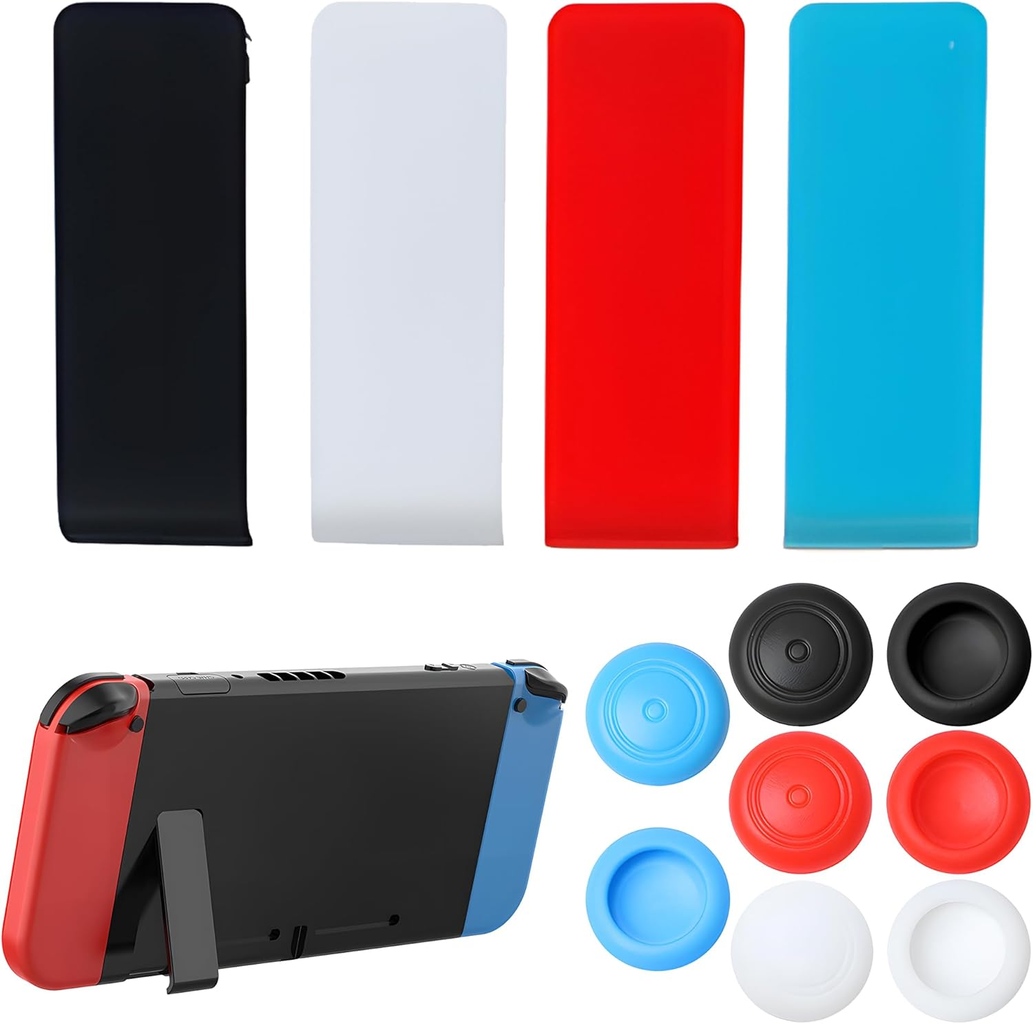 4 Pack Nintendo Switch Kickstand Replacement Kit with 8 Thumb Grips - Ultimate Backup Solution, DIY Installation, Repairing Broken/Damaged Kickstand, Spare Part for Nintendo Switch Console image number 6