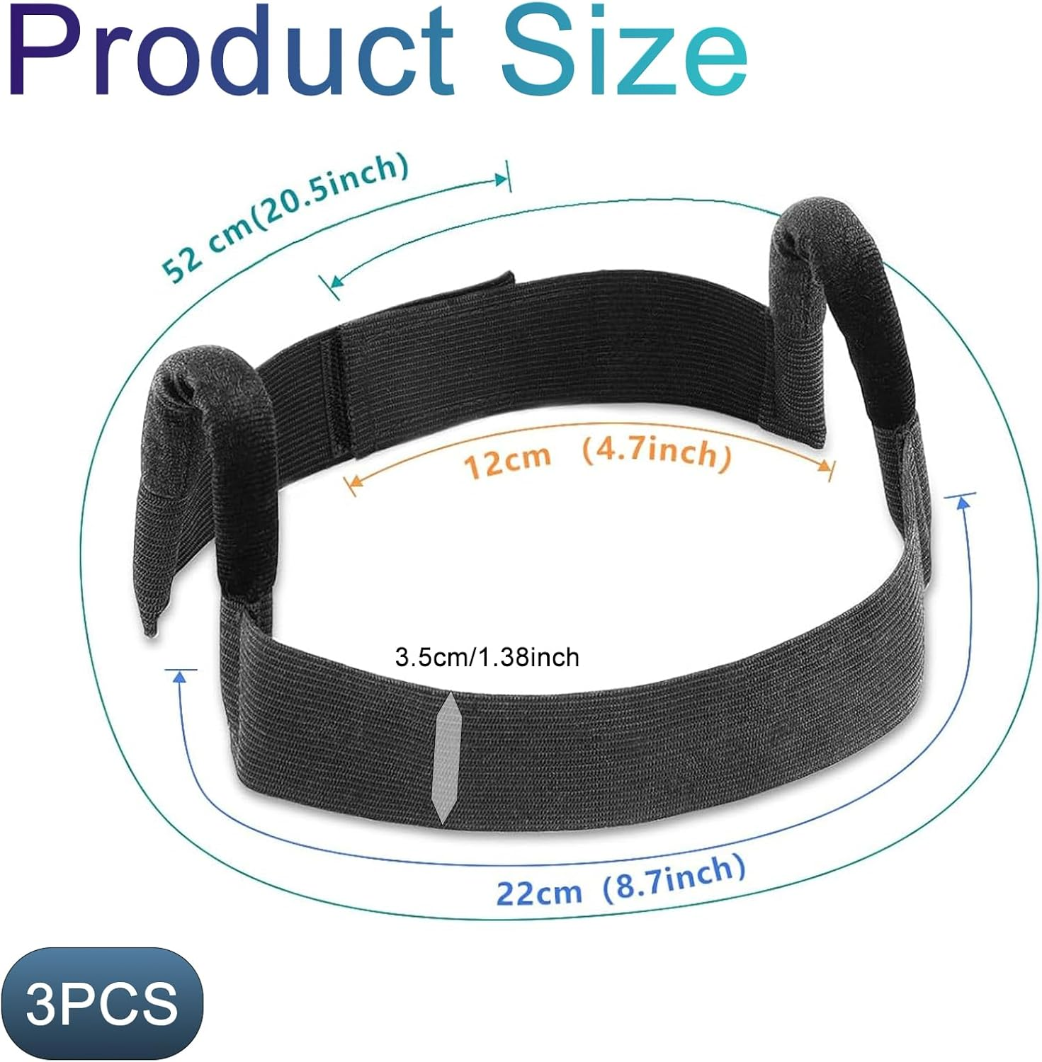 3Pcs Wig Band with Ear Cut Outs - Elastic Bands for Wig, Comfortable Lace Front Head Band, Edge Melt Band for Secure & Natural Fit (Black, 3.5Cm Width) image number 6