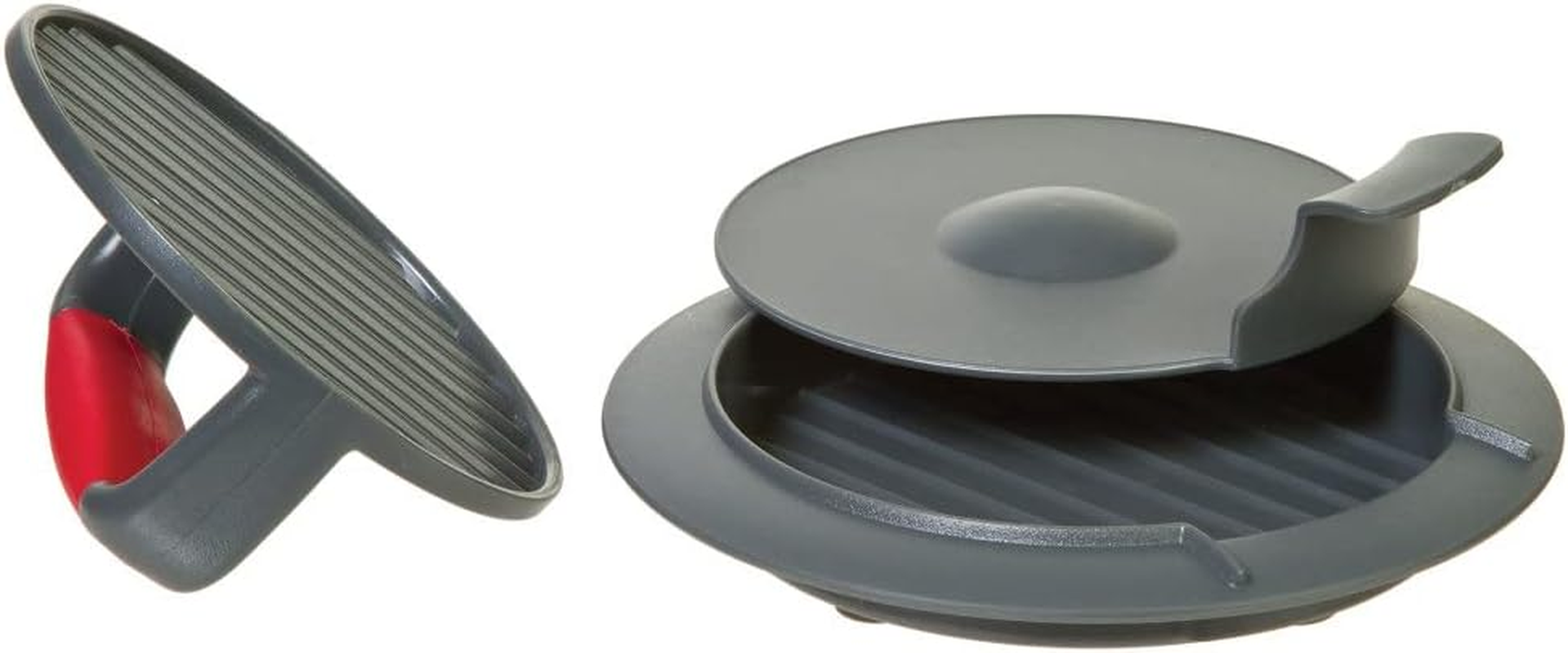 Progressive Burger Press Tool - Perfectly Shaped Homemade Burgers Every Time, Grey/Red 55230