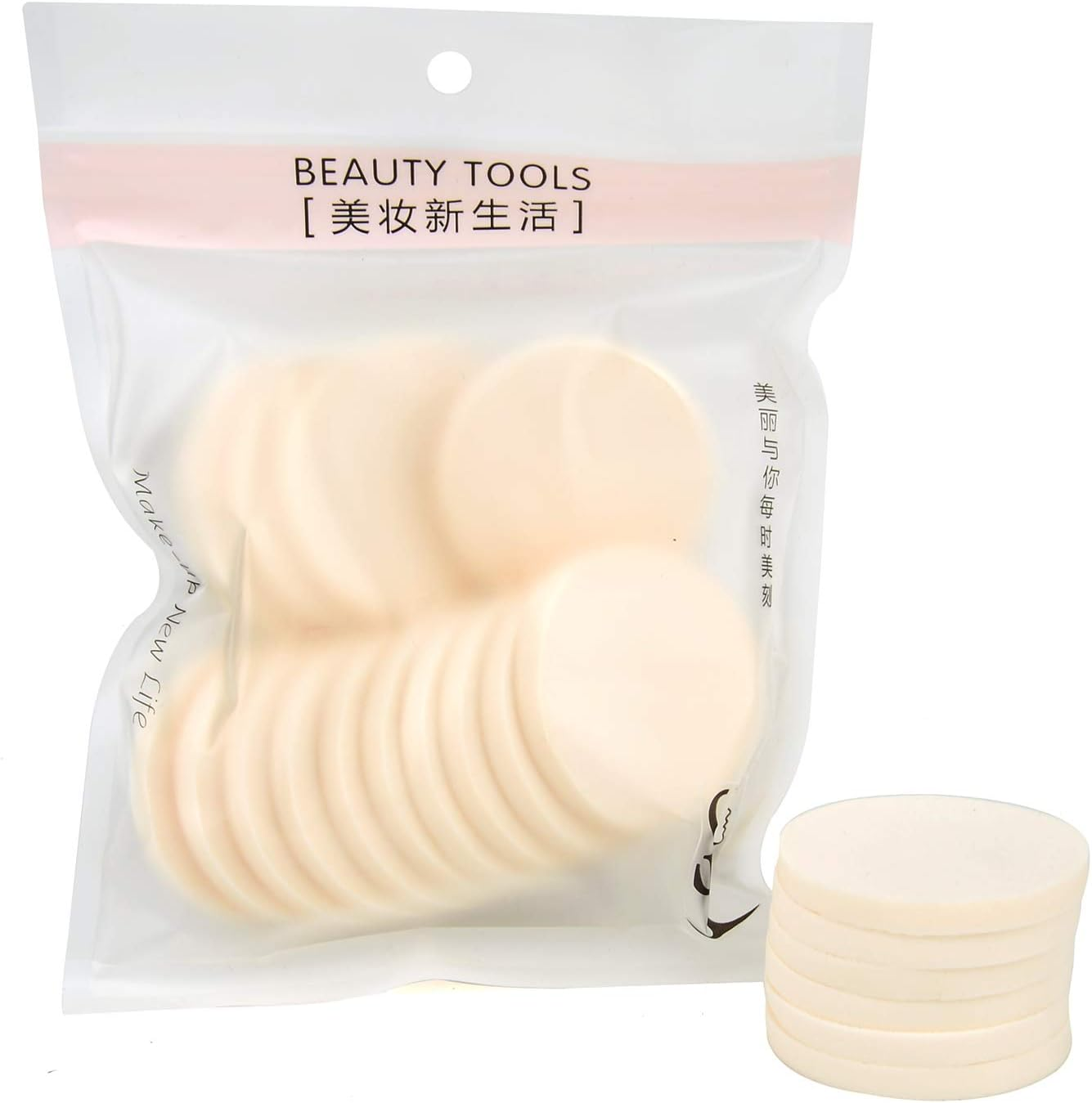 40 PCS Makeup Blenders Sponges Set, Use for Dry and Wet, Perfect for Full Face Curve Blending, Cream, Liquid, Powder Foundation Cosmetics, Latex Free & Soft & Flexible, Round