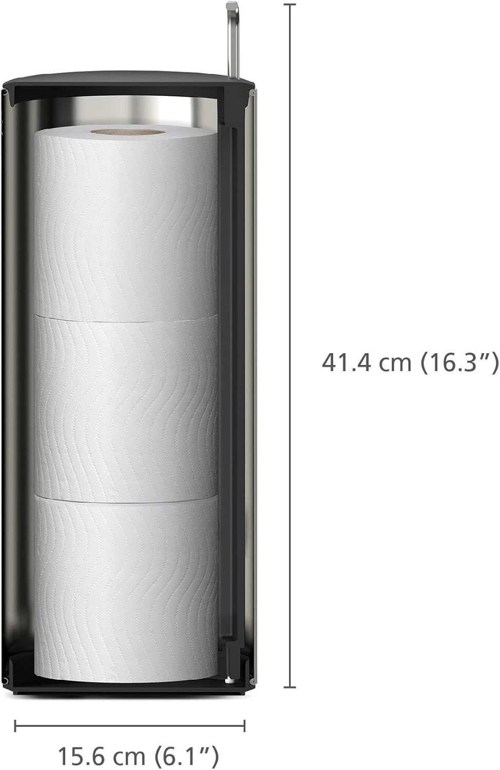 Joseph Joseph Easystore Luxe Stainless Steel Concealed Toilet Roll Holder Stand Storage with Lid, Hods up to 3 Rolls image number 3