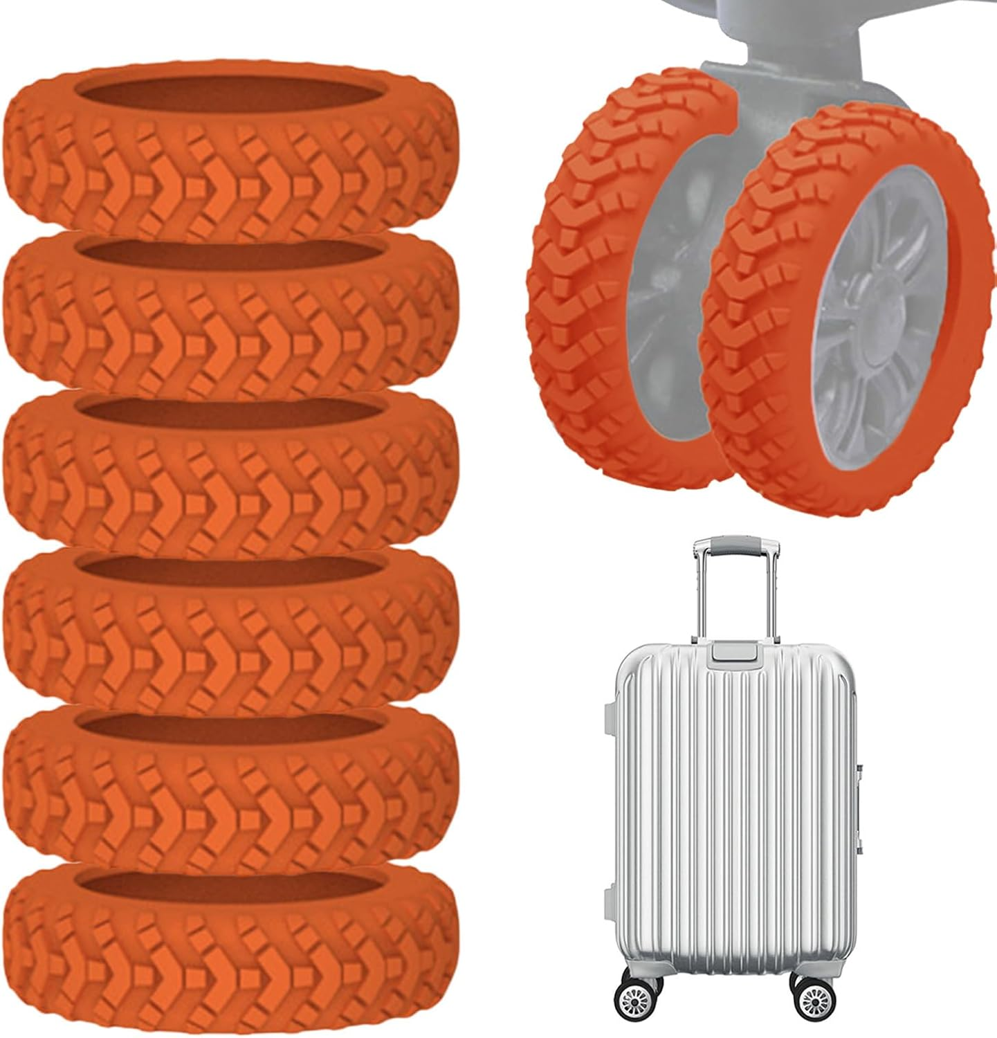 Mivpzisk 8 Pack Luggage Wheel Silent Cover, Luggage Wheel Protector, Silicone Lu-Ggage Wheels Covers, Reduce Noise Shock-Proof Luggages Spinner Wheels Covers, Colorful Luggages Whe-El Protector