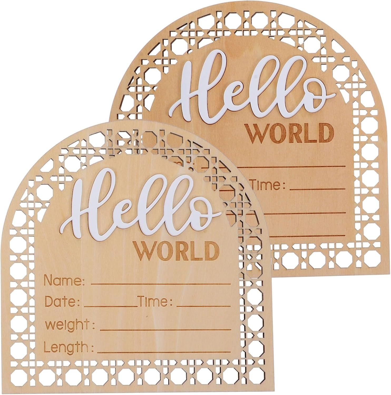 2Pcs Wooden Name Sign Adorable Nursery Announcement Plaque for Newborn Photo Prop and Decor Chic Design for Special Moments Welcome Home Newborn image number 5