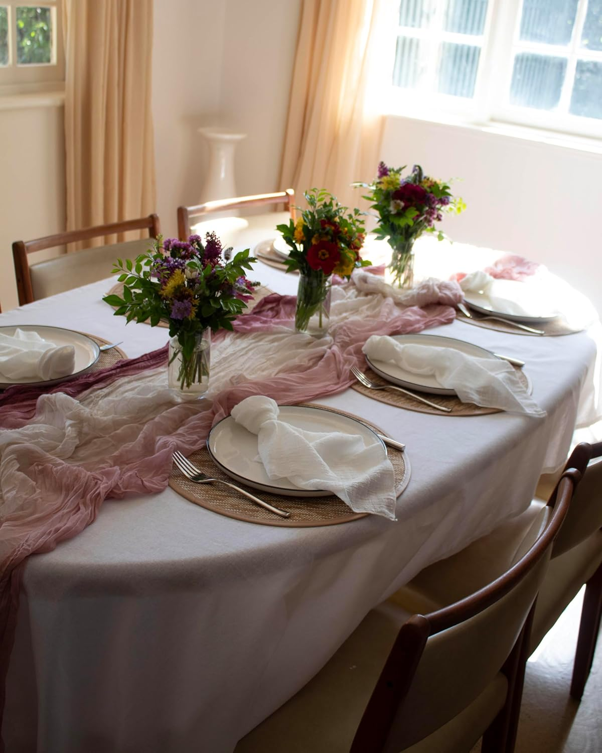 Generic White 100% Linen Cloth Cotton Square Napkins | Set of 6, 40Cm X 40Cm | Wedding Shower Bridal Event Styling Table Decor | image number 6