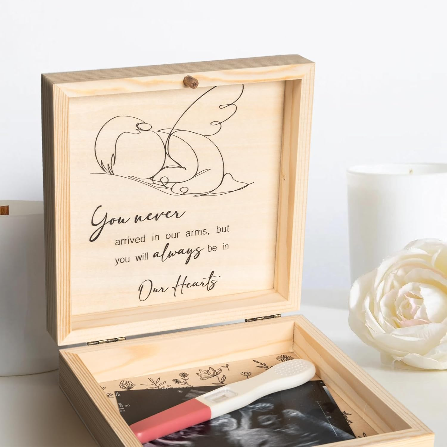 Miscarriage Memorial Box - Miscarriage Gift for Mothers Fathers Parents, Baby Loss Care Package, Pregnancy/Infant Loss Keepsake Box, Angel Baby Memory, Loss of Baby Sympathy Gift Bereavement image number 3