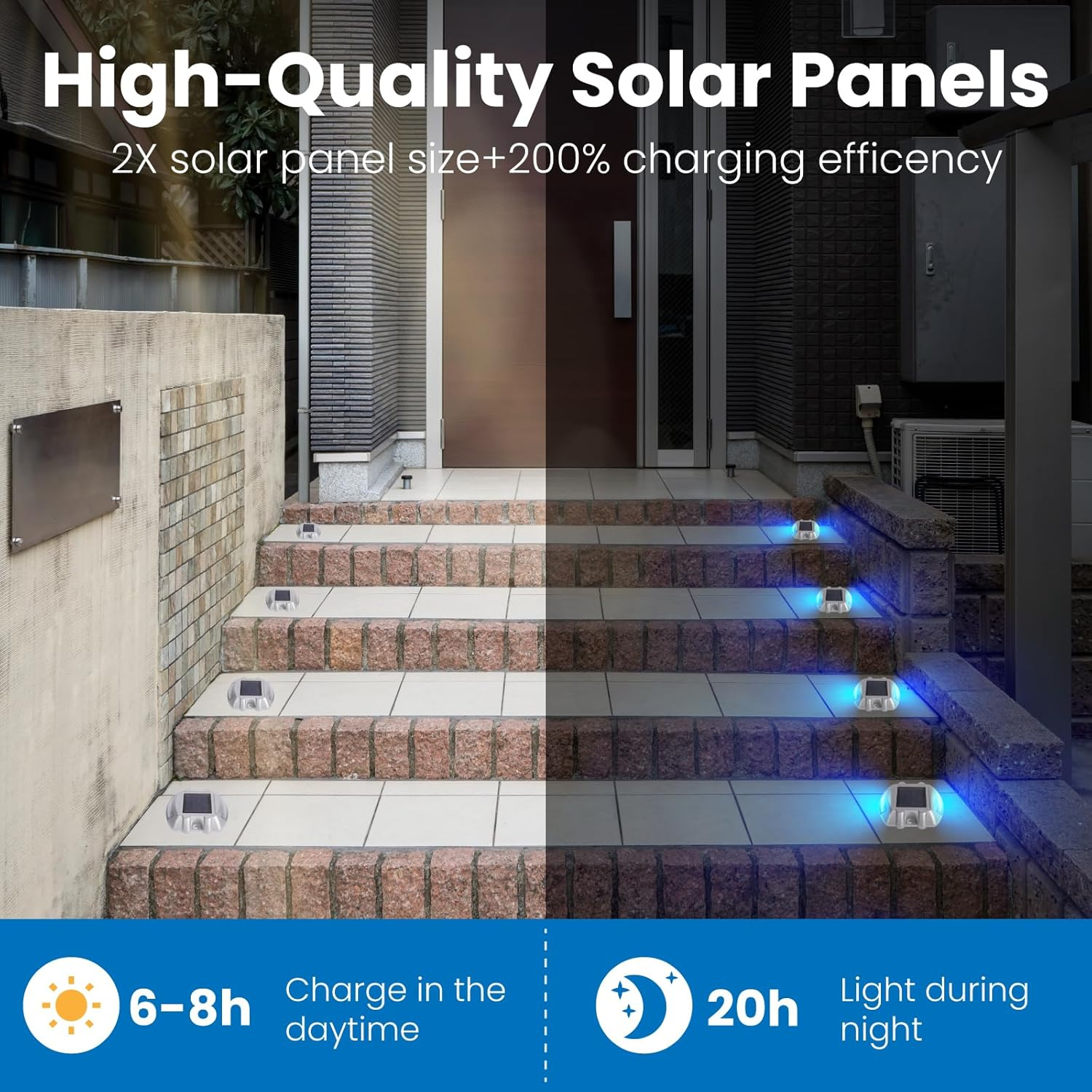 Brightark Driveway Lights, Driveway Solar Lights, Blue Solar Garden Light Deck Lights for Garden Step Sidewalk Stair Ground Pathway, 2 Pack image number 3