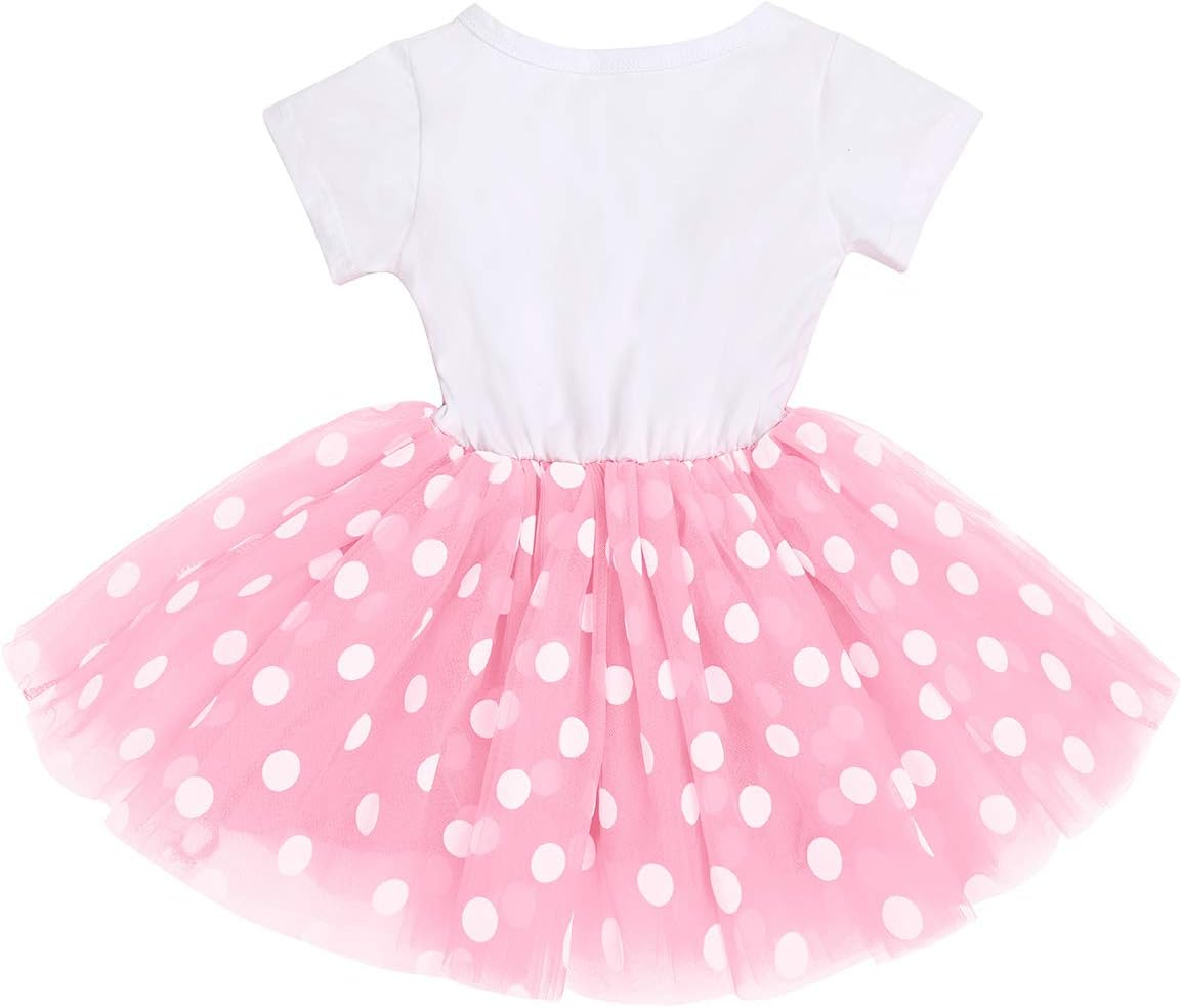 IMEKIS Baby Girls Mouse 1St 2Nd Birthday Dress Polka Dots Tulle Tutu Cake Smash Summer Party Photo Props image number 6