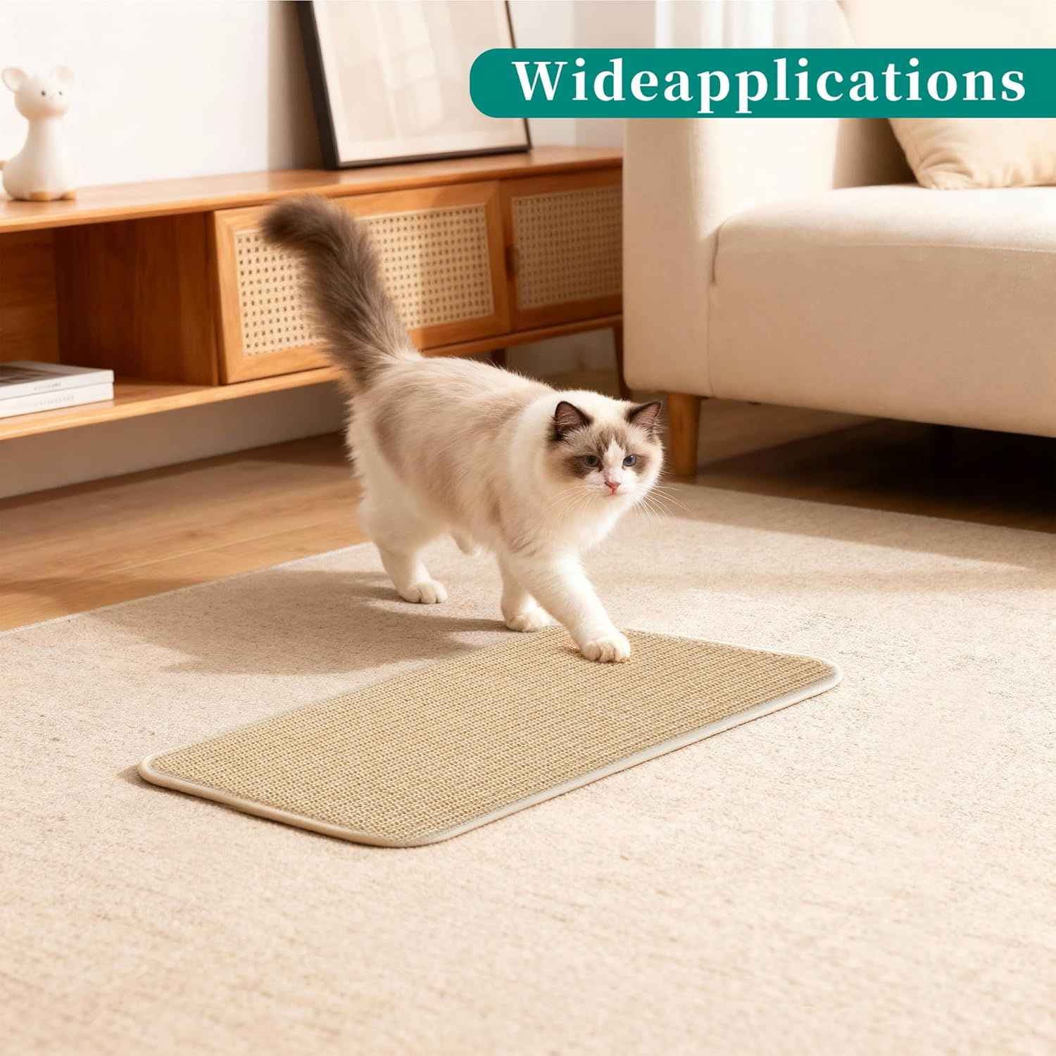 2-Piece Cat Scratching Mat Set, Robust and Durable, Cat Sisal Scratching Boards, 50 X 25 Cm, Cat Scratching Board, Protect Your Sofa, Furniture, Carpet and Walls from Scratches (Wood Colour) image number 6