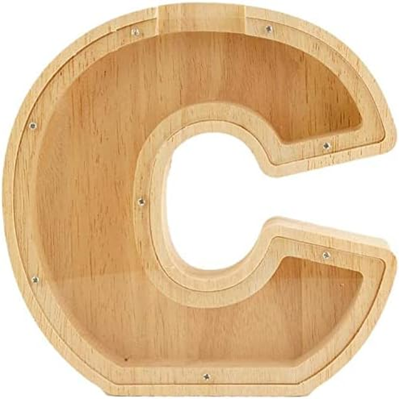 Twenty-Six English Alphabet A-Z Letter Piggy Bank ,Large-Capacity Transparent Wooden Alphabet Piggy Bank，Personalized Coin Savings Box, Name DIY Creative Purchase Combination.