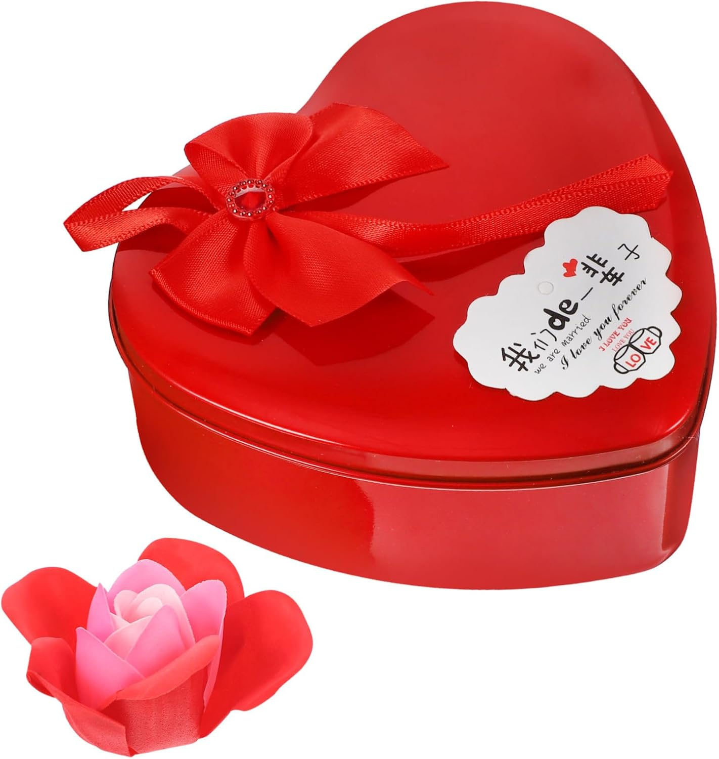 MERRYHAPY Floral Scented Soap Simulation Flower Heart Shape Soap Flower Box Shower Box image number 4