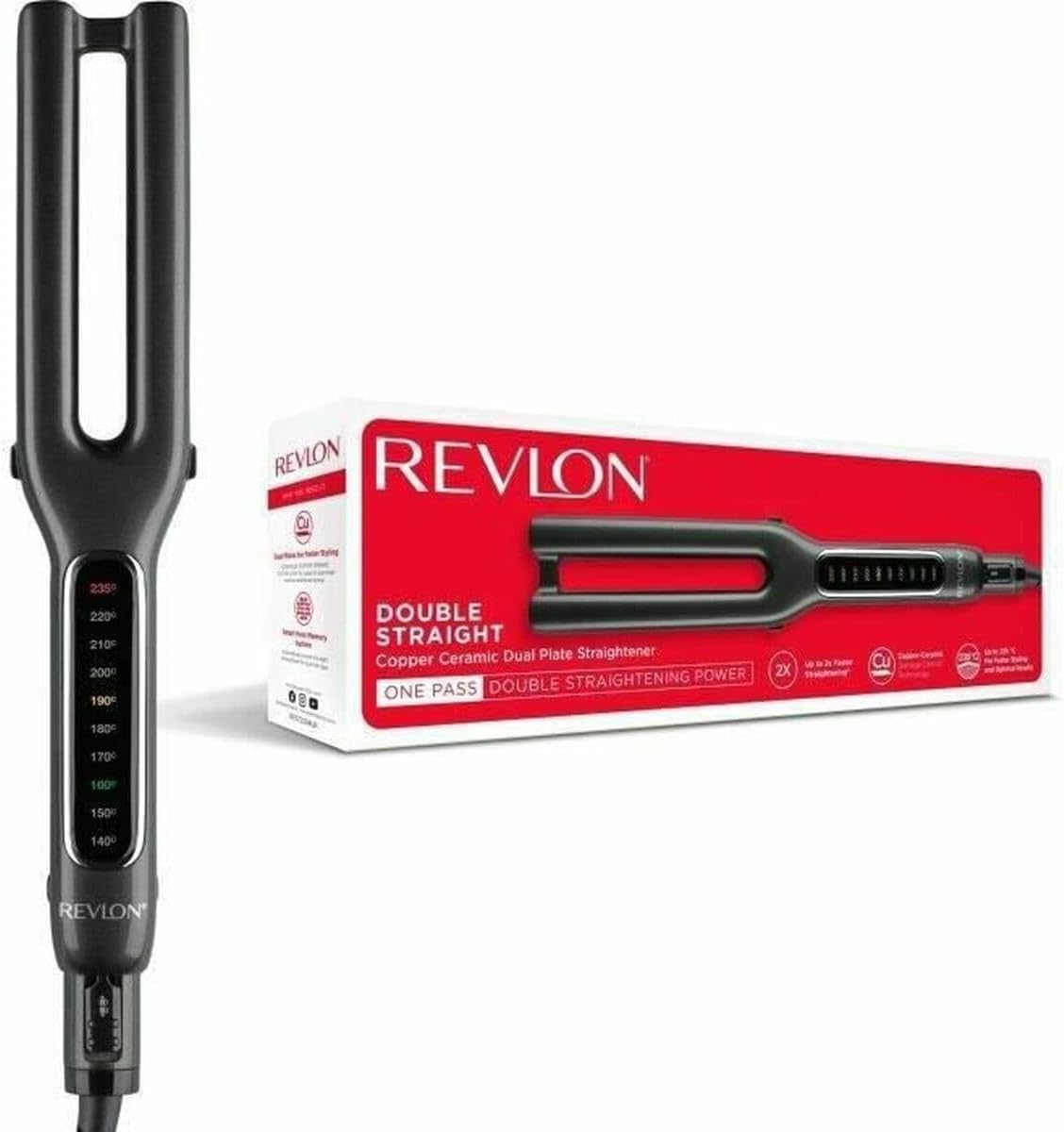 Revlon RVST2204E Double Straight (Double Plate Design, Modern Copper Ceramic Technology, LED Display, Intelligent Temperature Storage System, 10 Temperature Settings up to 235 &deg;C) image number 4