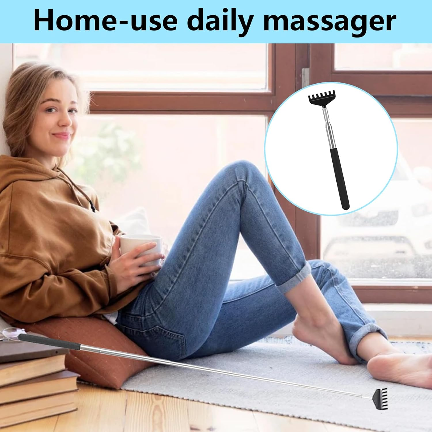 Back Scratcher, 4 Pcs Back Massager, Massage Stick, Black Portable Extendable Stainless Steel Itch Scratchers for Adults Men Women Itch Relief, Bear Claw & Eagle Claw & Demon Hand Various Shapes image number 4