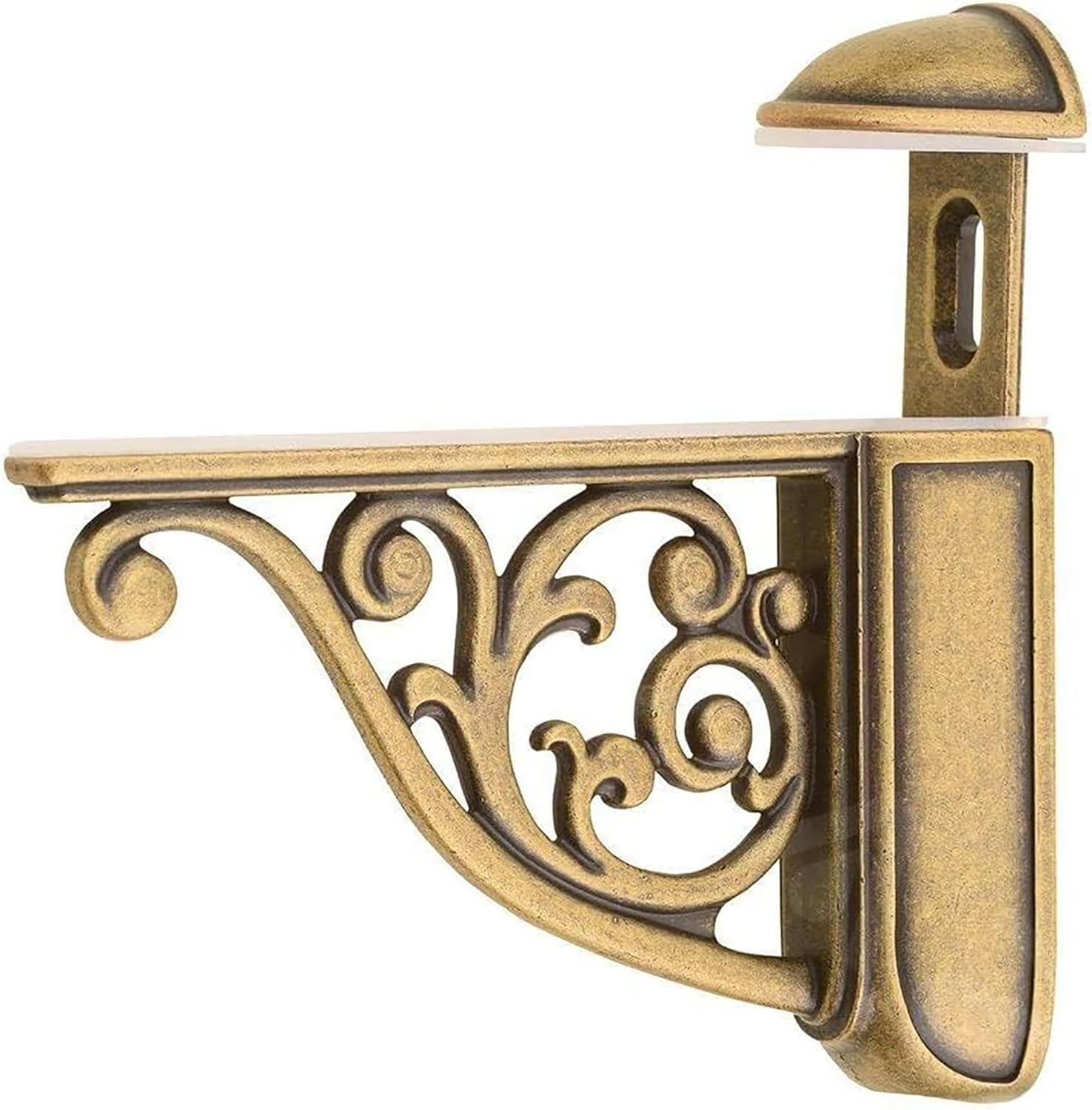 Khtumeware 2 Pack Brushed Satin Nickel Shelf Bracket 5 Inch, Decorative Brackets for Shelving, Heavy Duty Vintage Ornate Shelf Bracket, Hardware Included,4.92X3.5X1.73 Inch