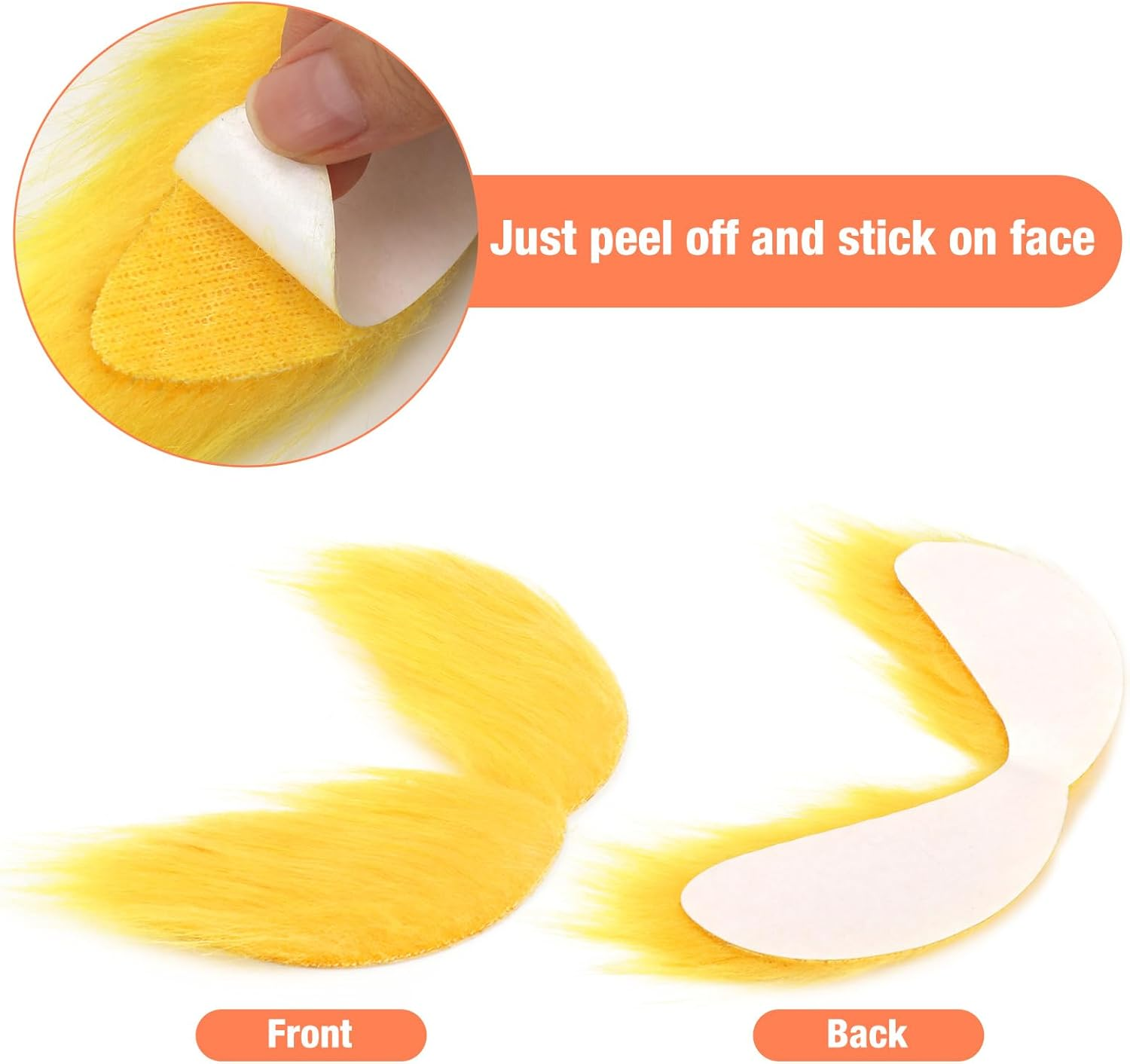 4 Pcs Orange Costume Yellow Mustache and Eyebrows Glasses for Kids 4-8, Fake Beard Moustache, Halloween Cosplay Accessories for Book Week Costume Funny Party Favor image number 1